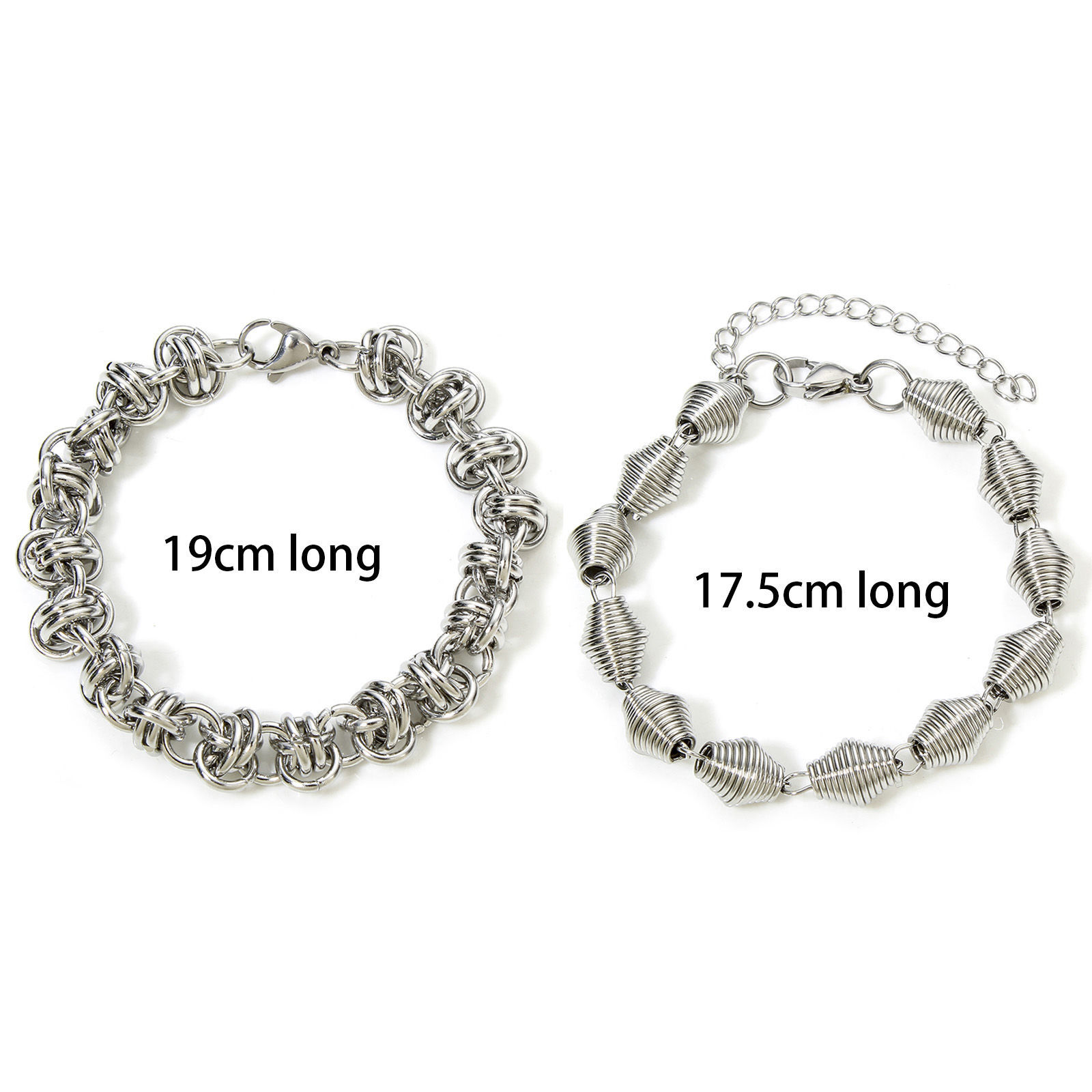 Imagen de 1 Unidad 304 Acero Inoxidable Cadena de Eslabones Hechos a Mano Pulseras Tono de Plata 19cm longitud
