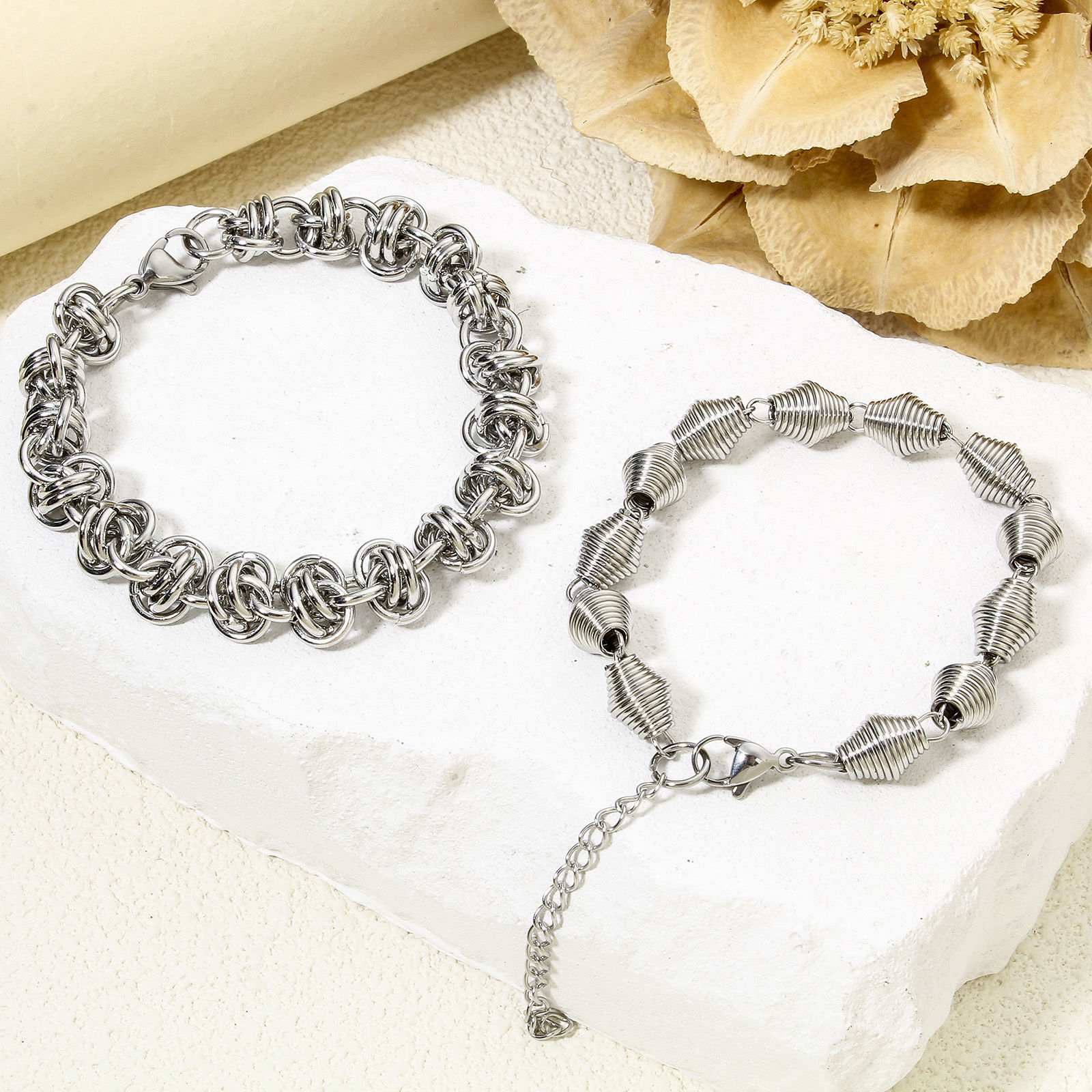 Imagen de 1 Unidad 304 Acero Inoxidable Cadena de Eslabones Hechos a Mano Pulseras Tono de Plata 19cm longitud
