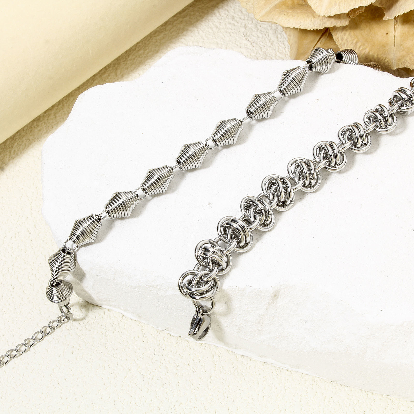 Imagen de 1 Unidad 304 Acero Inoxidable Cadena de Eslabones Hechos a Mano Pulseras Tono de Plata 19cm longitud