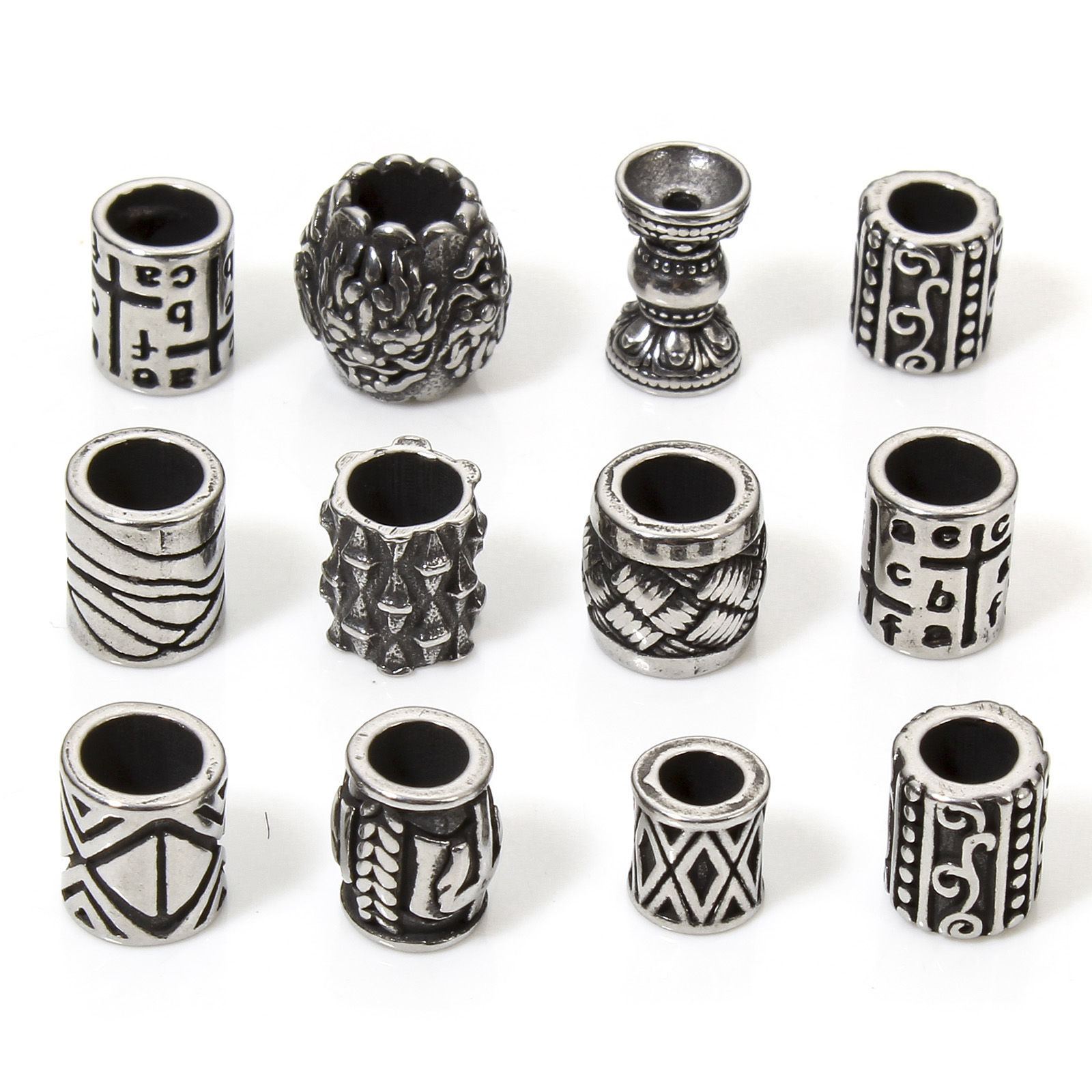 Picture of 304 Stainless Steel Beads For DIY Jewelry Making Antique Silver Color Texture