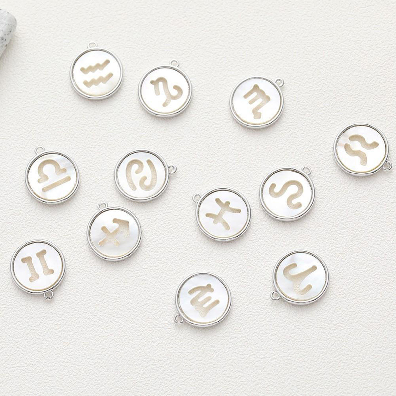 Picture of Shell & Brass Charms Multicolor Zodiac Constellation Hollow 18mm x 15mm