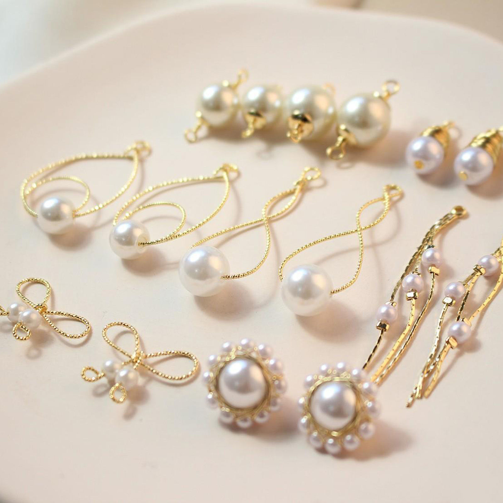 Bild von 2 Stück Messing Charms 18K Gold Plattiert Imitat Perle