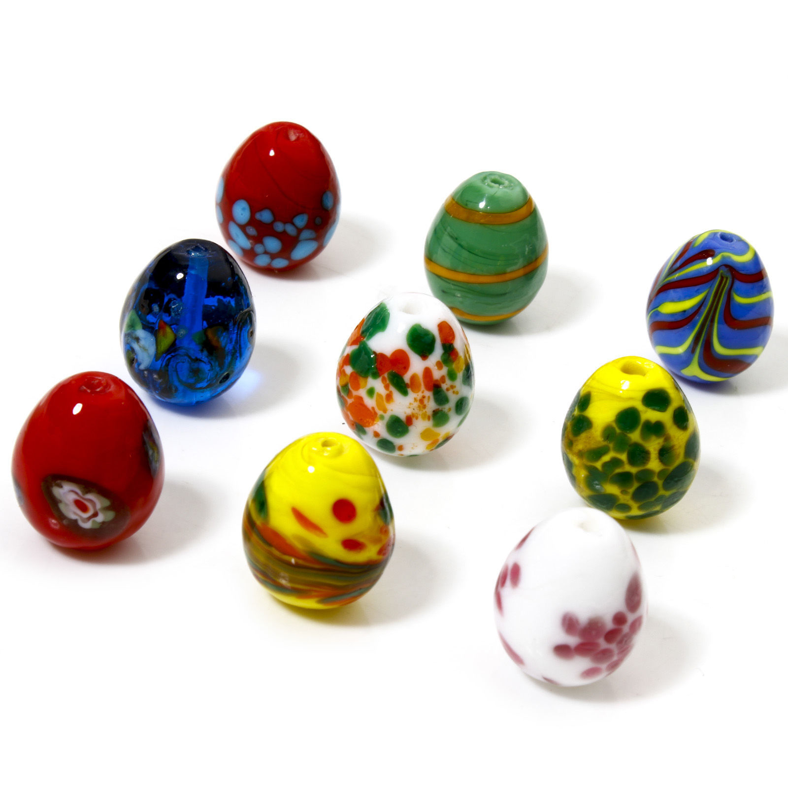 Picture of Lampwork Glass Beads For DIY Jewelry Making Oval Multicolor Spot About 17mm x 14mm, Hole: Approx 1.2mm