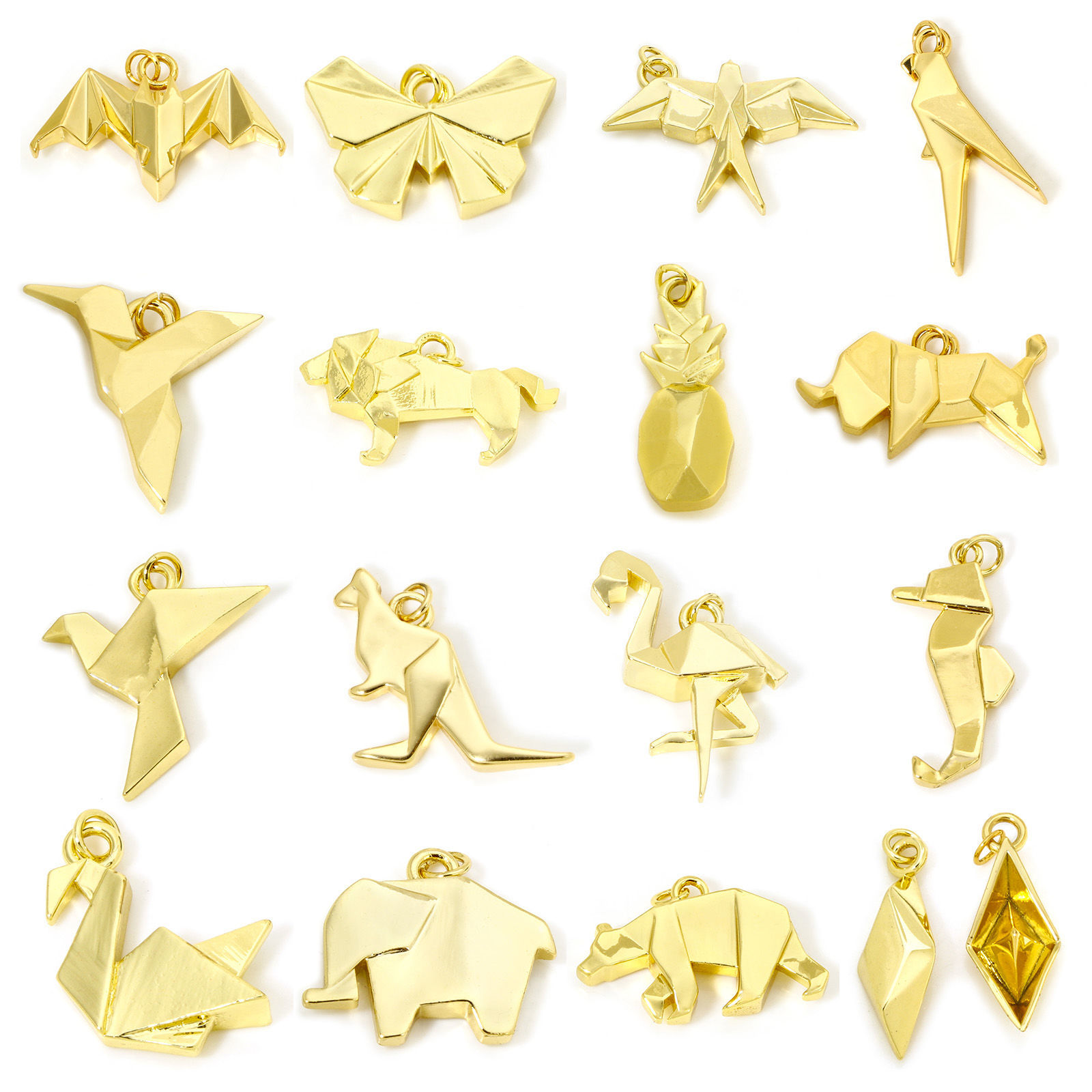 Picture of Eco-friendly Brass Origami Charms 18K Real Gold Plated Animal