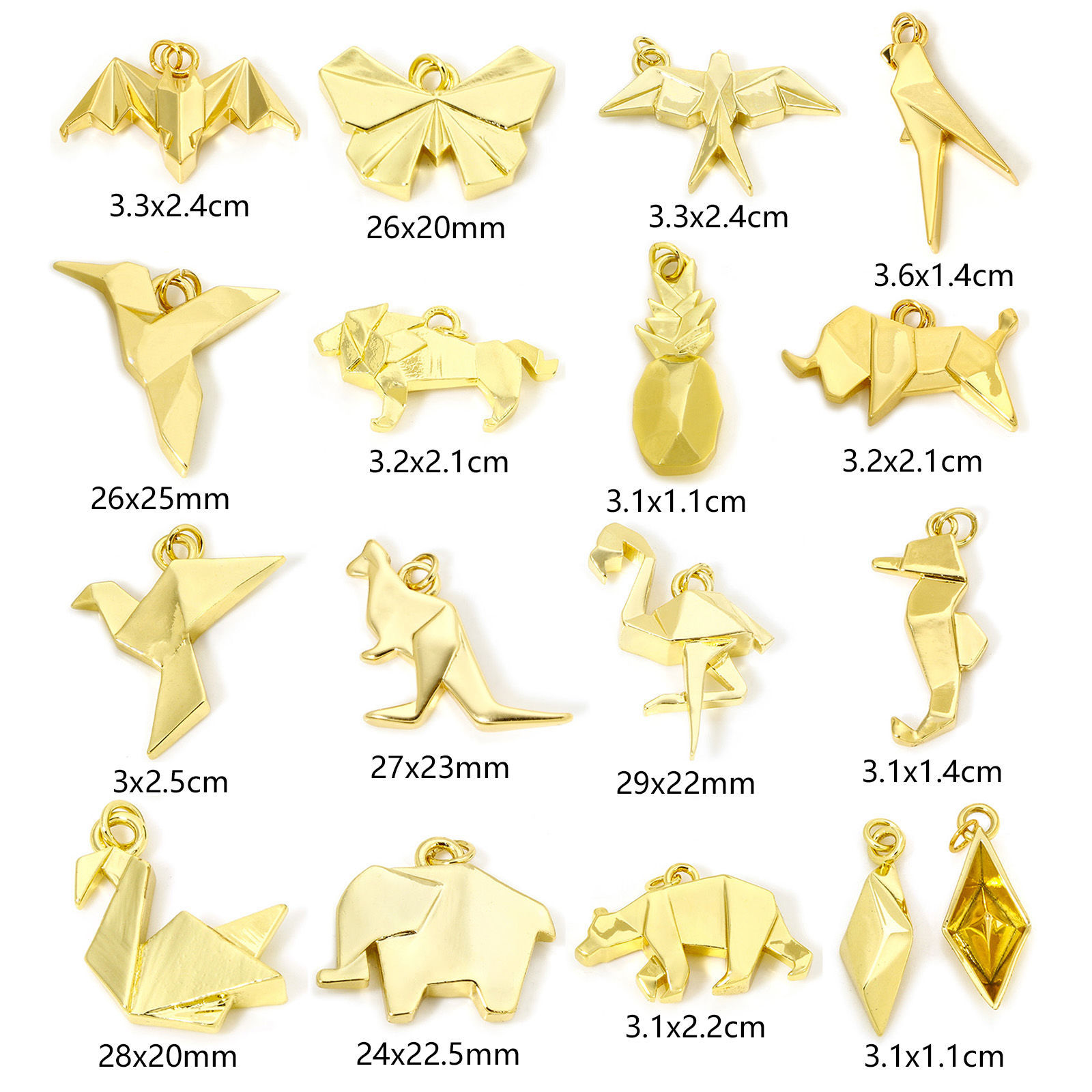 Picture of Eco-friendly Brass Origami Charms 18K Real Gold Plated Animal