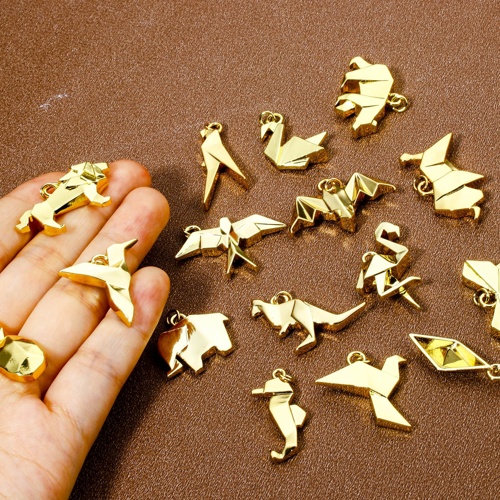 Picture of Eco-friendly Brass Origami Charms 18K Real Gold Plated Animal