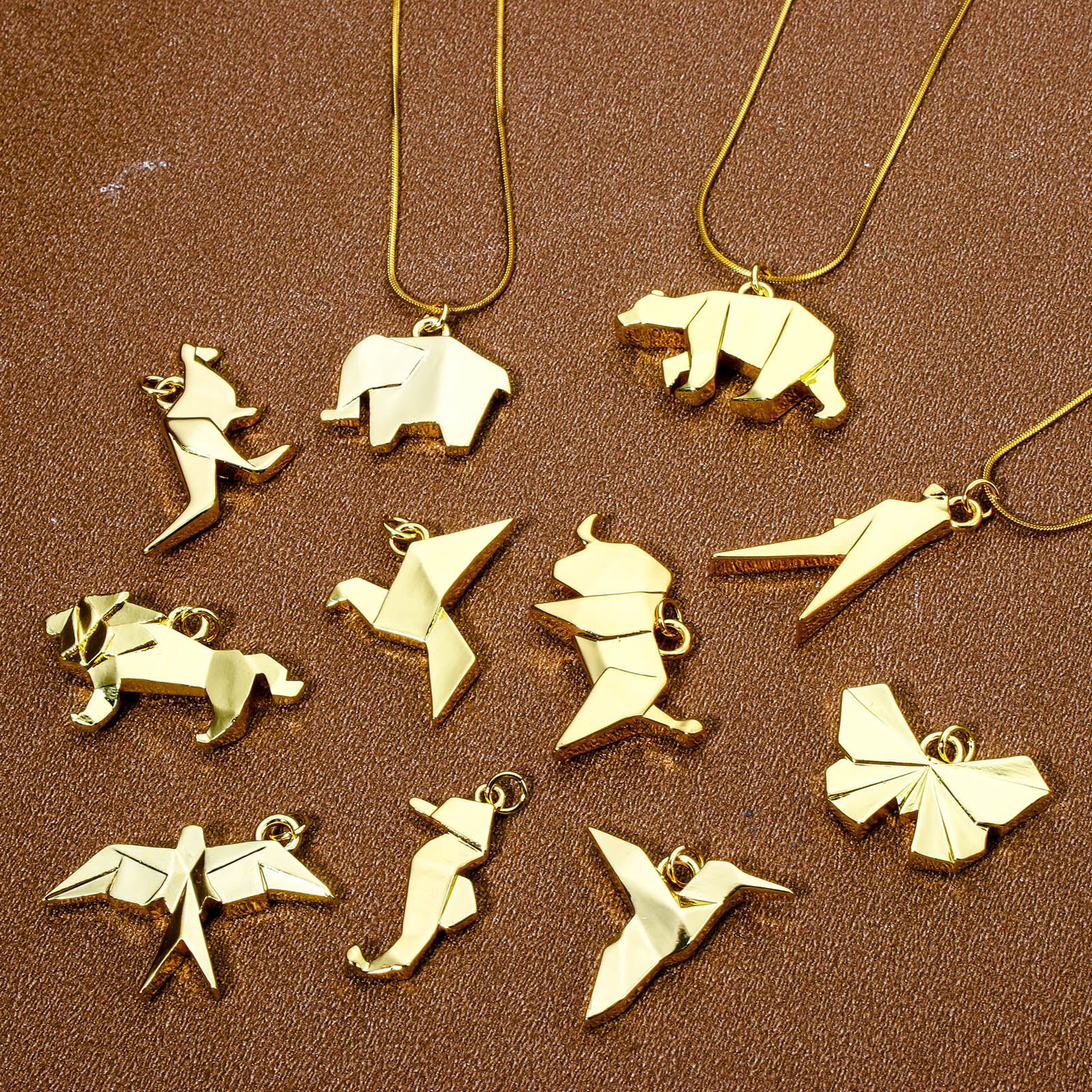 Picture of Eco-friendly Brass Origami Charms 18K Real Gold Plated Animal