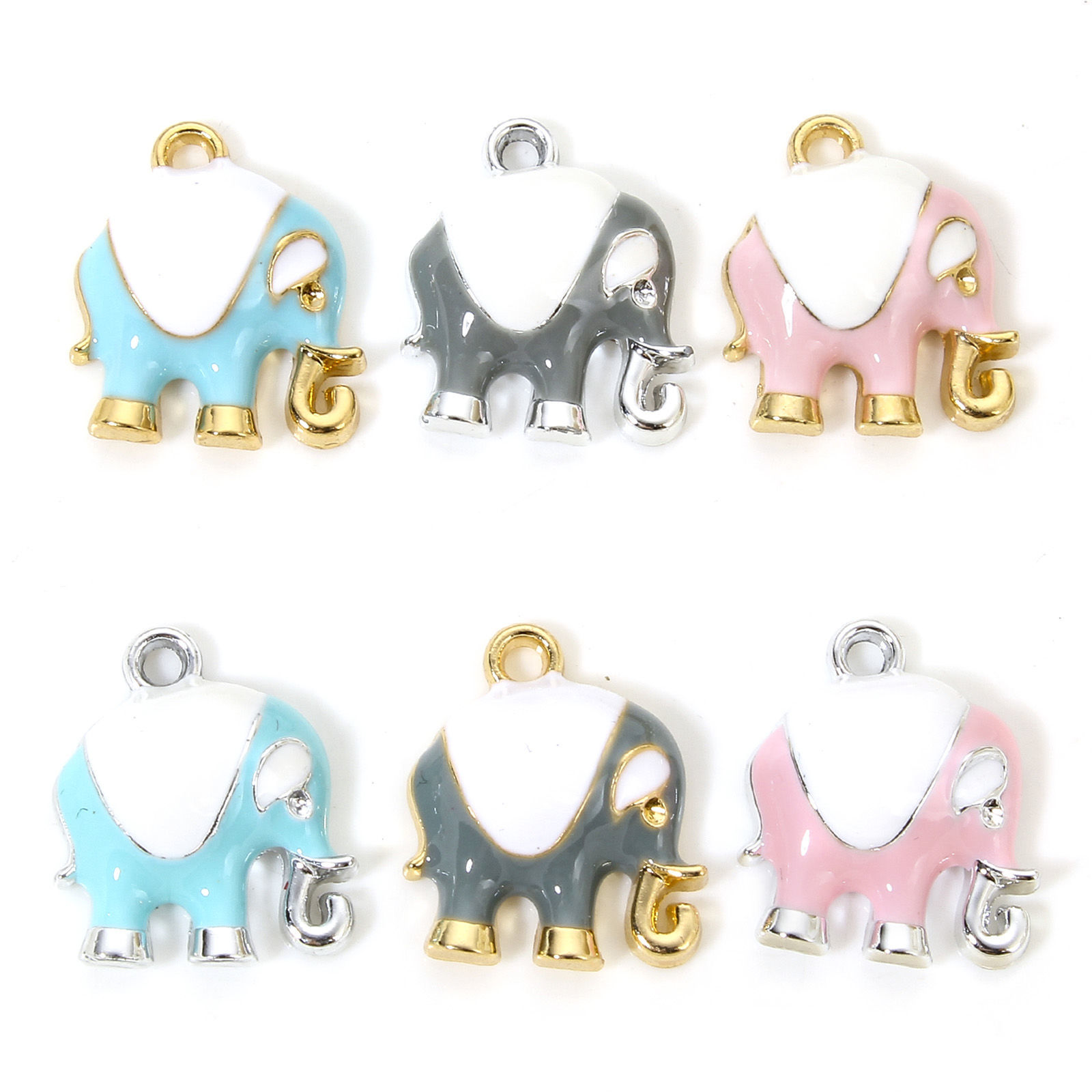 Picture of Zinc Based Alloy Charms Multicolor Elephant Animal Enamel 17mm x 15mm