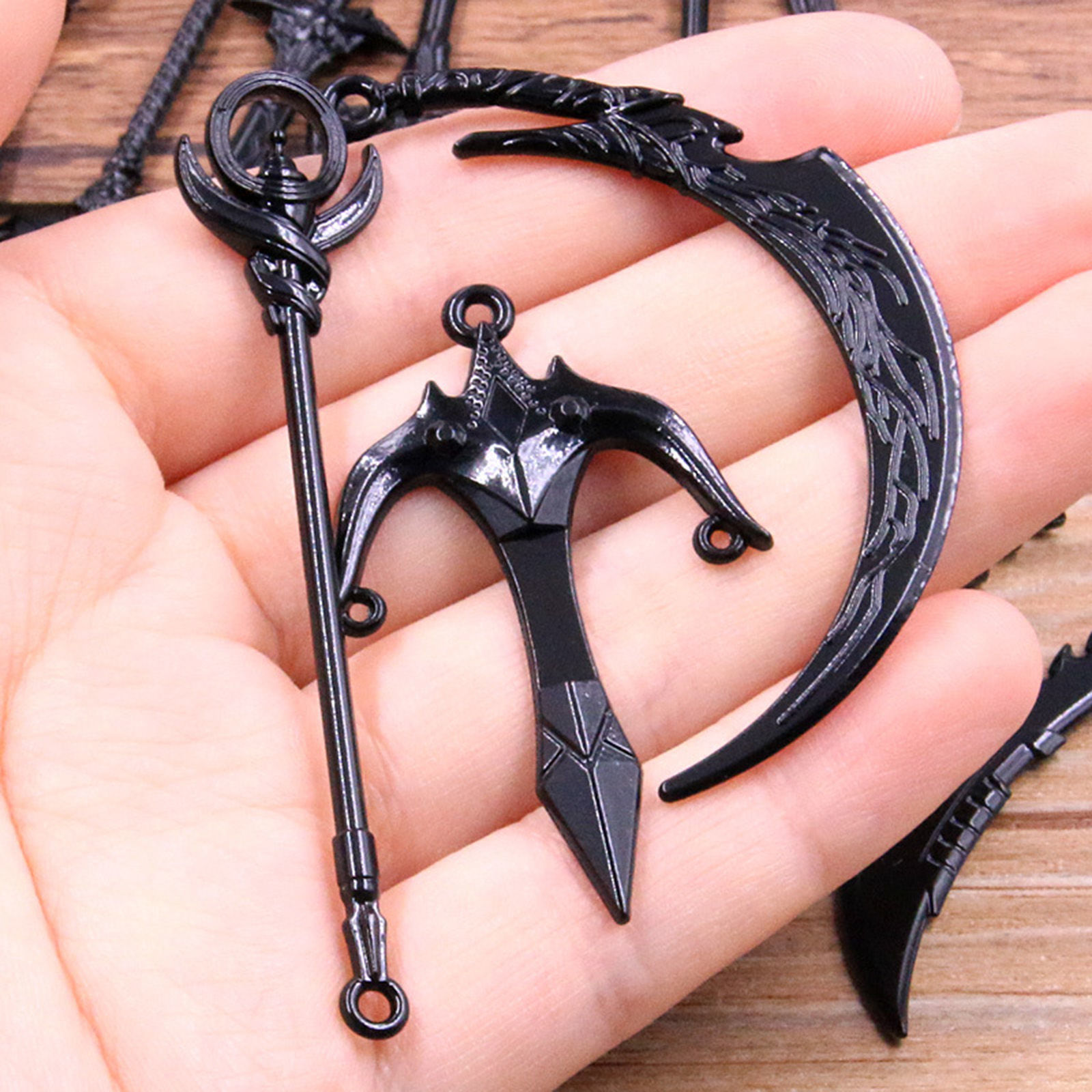 Picture of Zinc Based Alloy Pendants Black Sword Knife 3D