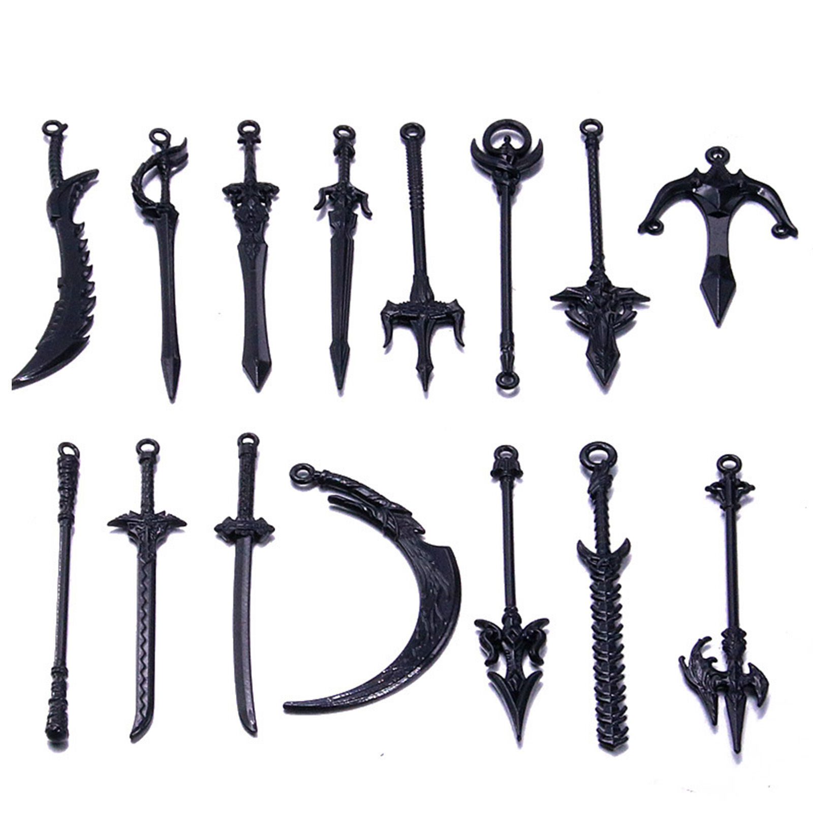 Picture of Zinc Based Alloy Pendants Black Sword Knife 3D