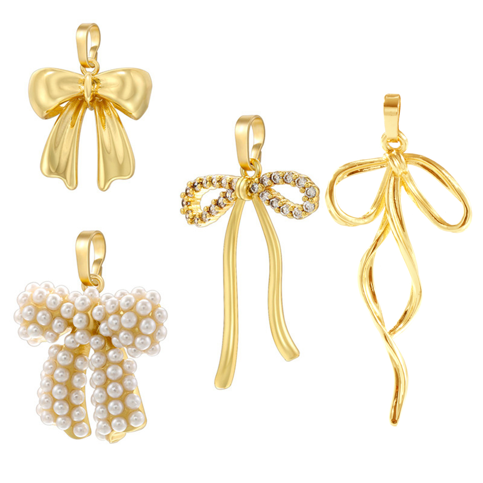 1 個 真鍮 服 チャーム ペンダント リボン 多色 3D の画像