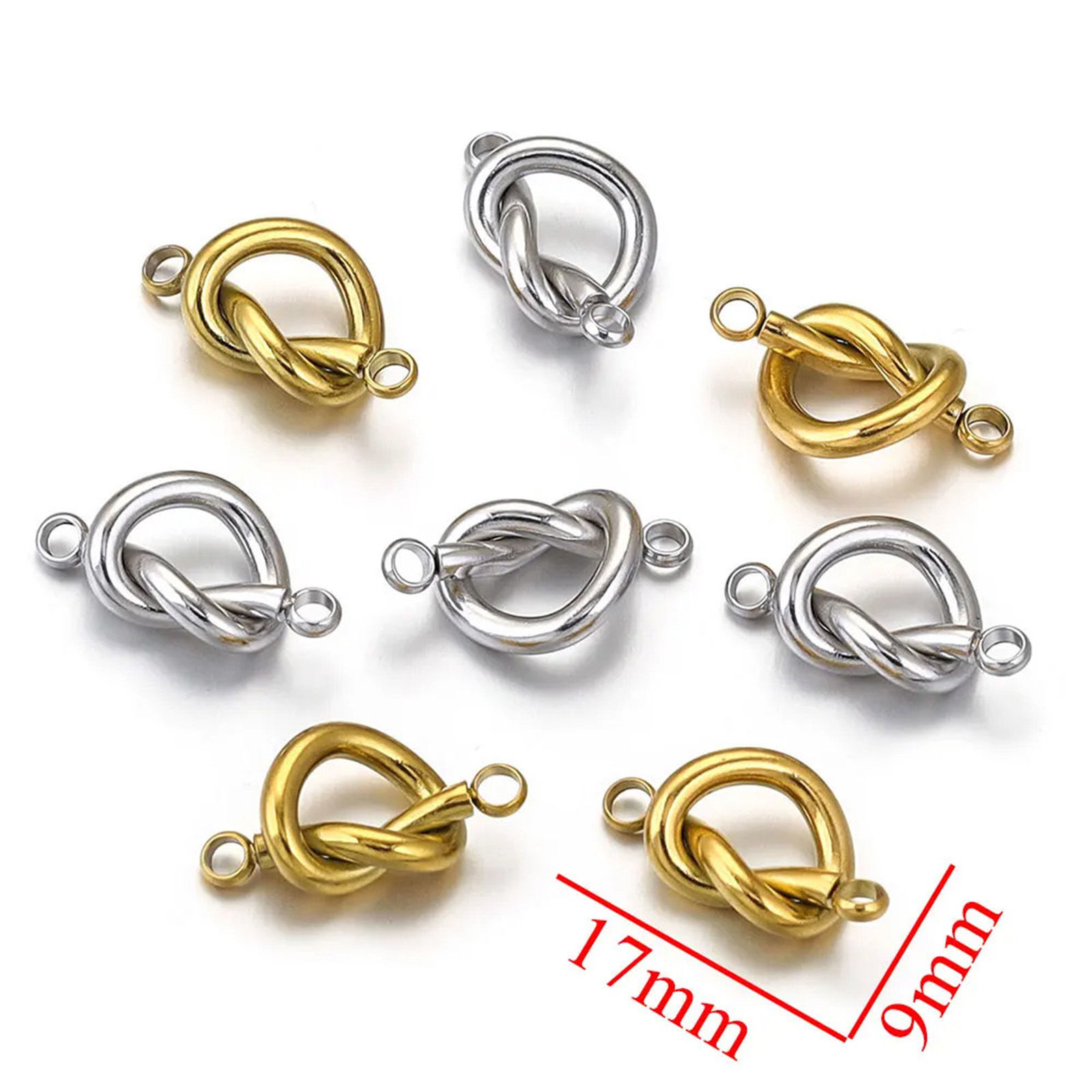 Picture of 304 Stainless Steel Connectors Charms Pendants Love Knot 17mm x 9mm
