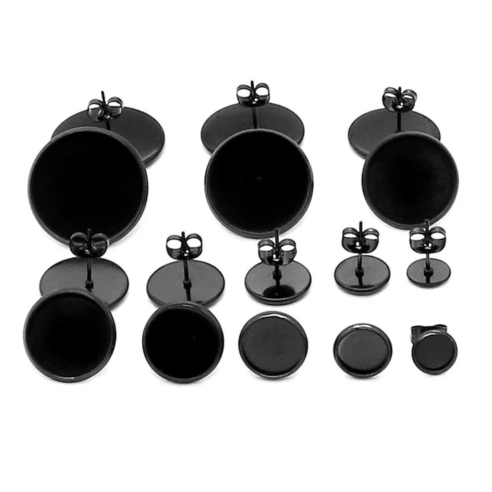 Imagen de 30 Unidades 304 Acero Inoxidable Pendiente de Poste de Oreja para Accesorios de Fabricación de Joyas de Bricolaje Ronda Base Camafeo