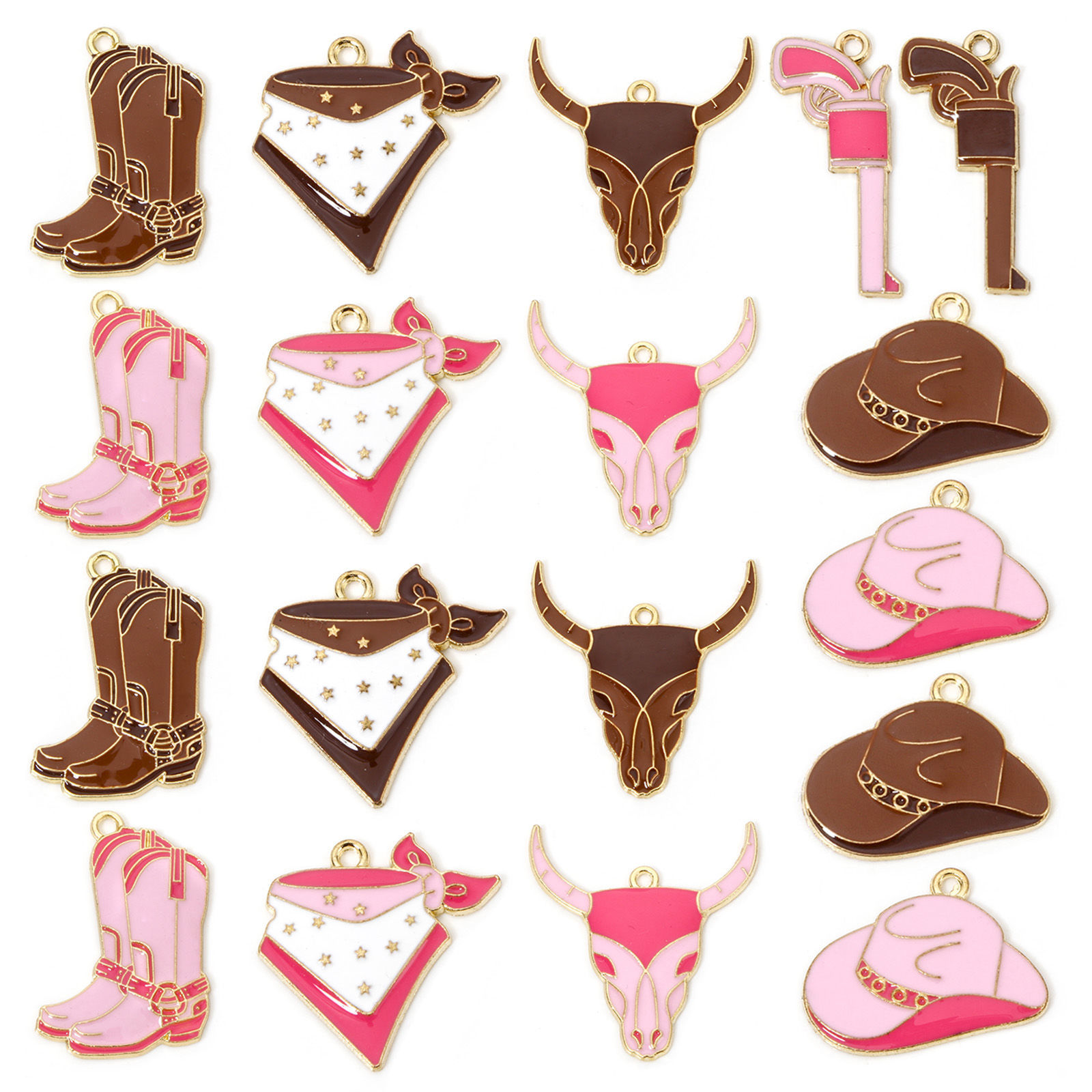 Picture of Zinc Based Alloy West Cowboy Charms Gold Plated Multicolor Boots Hat Enamel