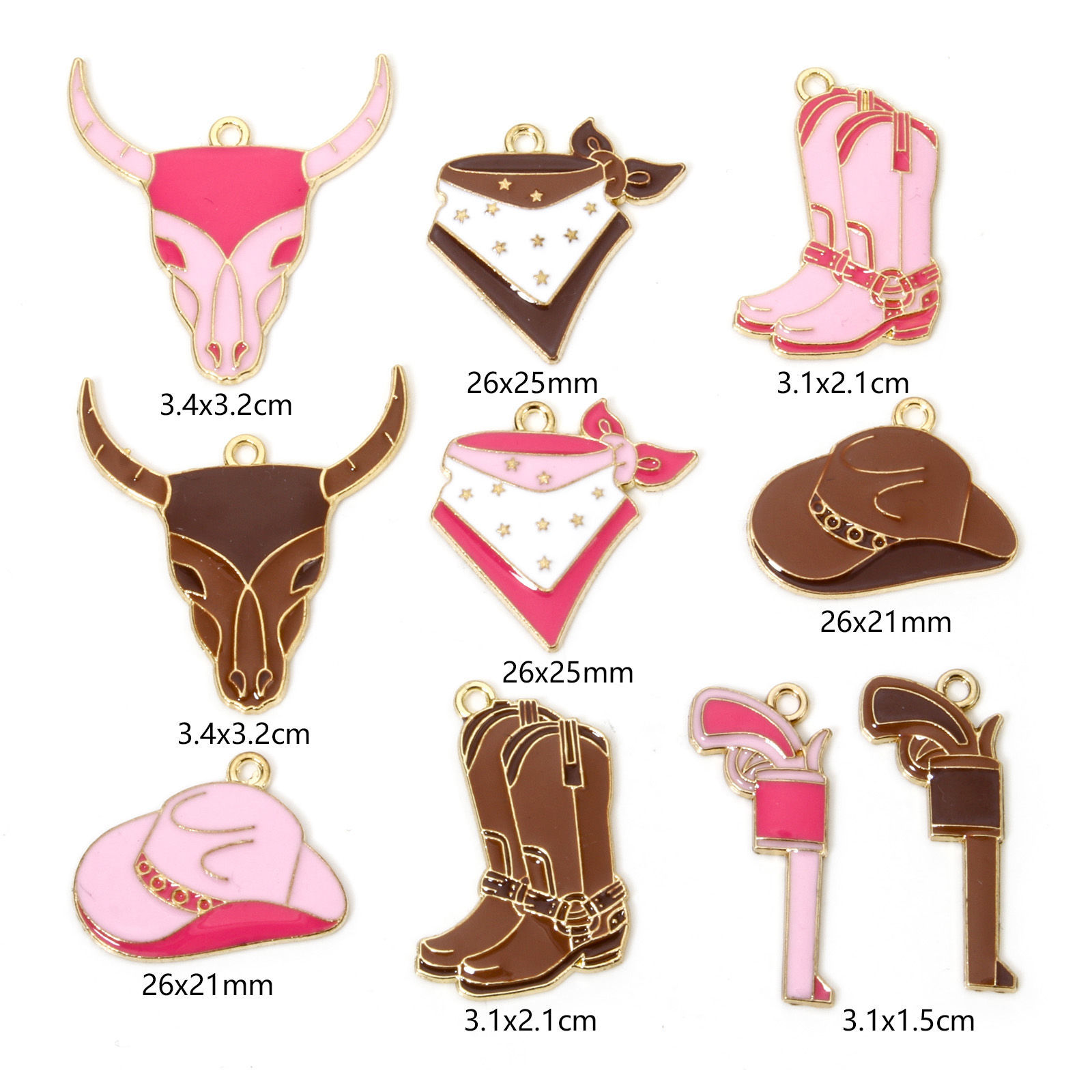 Picture of Zinc Based Alloy West Cowboy Charms Gold Plated Multicolor Boots Hat Enamel