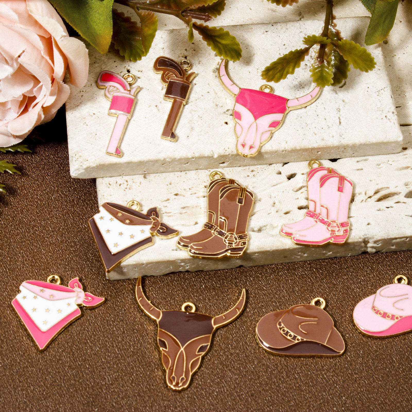 Picture of Zinc Based Alloy West Cowboy Charms Gold Plated Multicolor Boots Hat Enamel