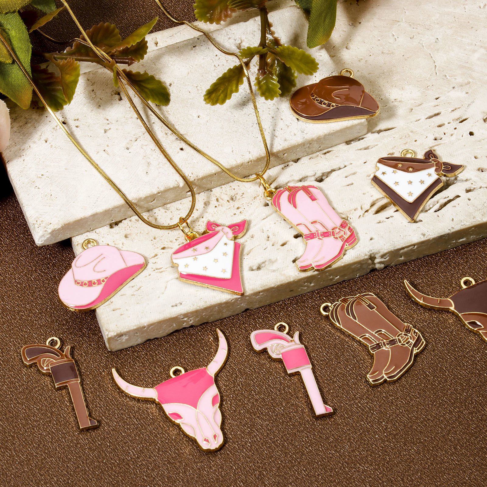 Picture of Zinc Based Alloy West Cowboy Charms Gold Plated Multicolor Boots Hat Enamel