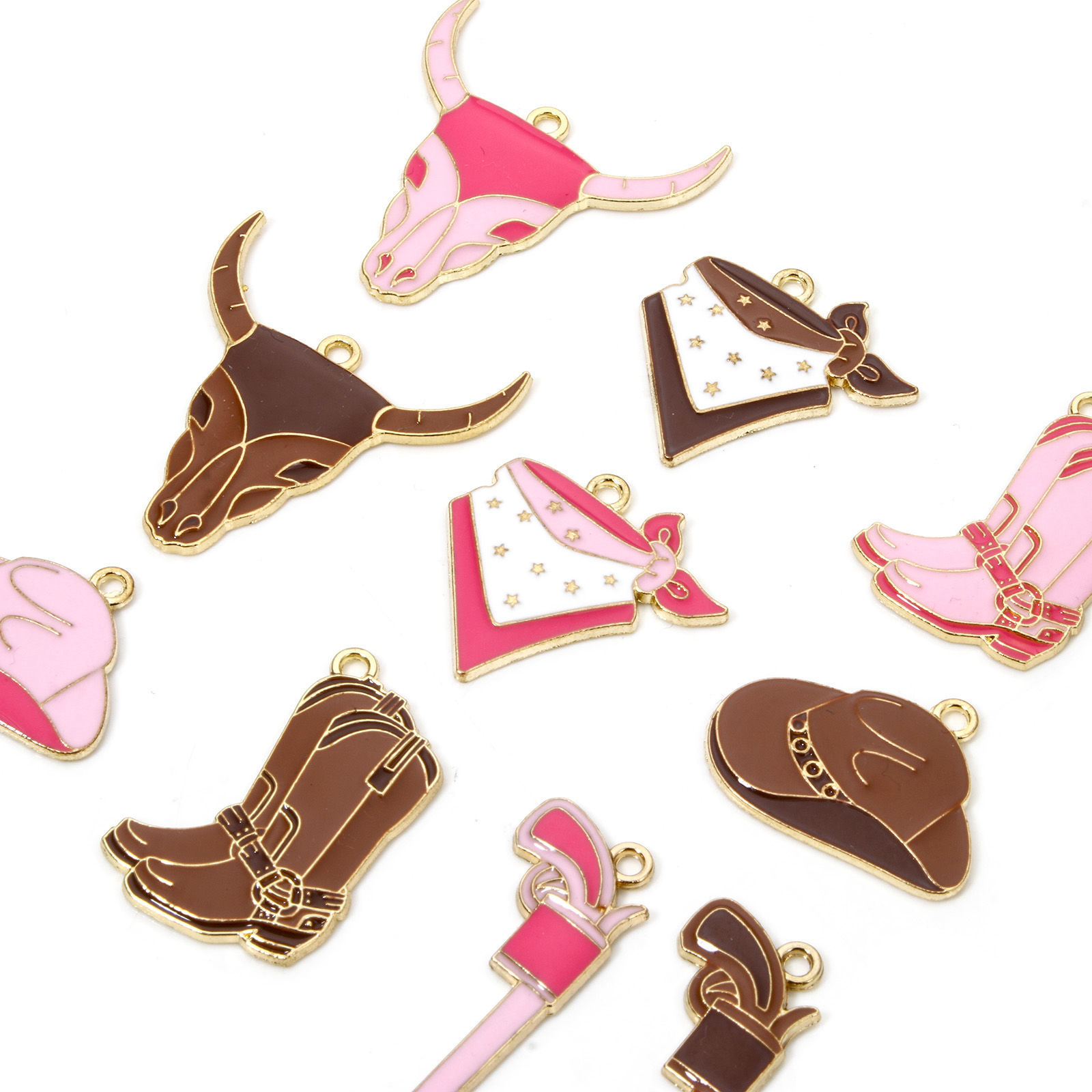 Picture of Zinc Based Alloy West Cowboy Charms Gold Plated Multicolor Boots Hat Enamel