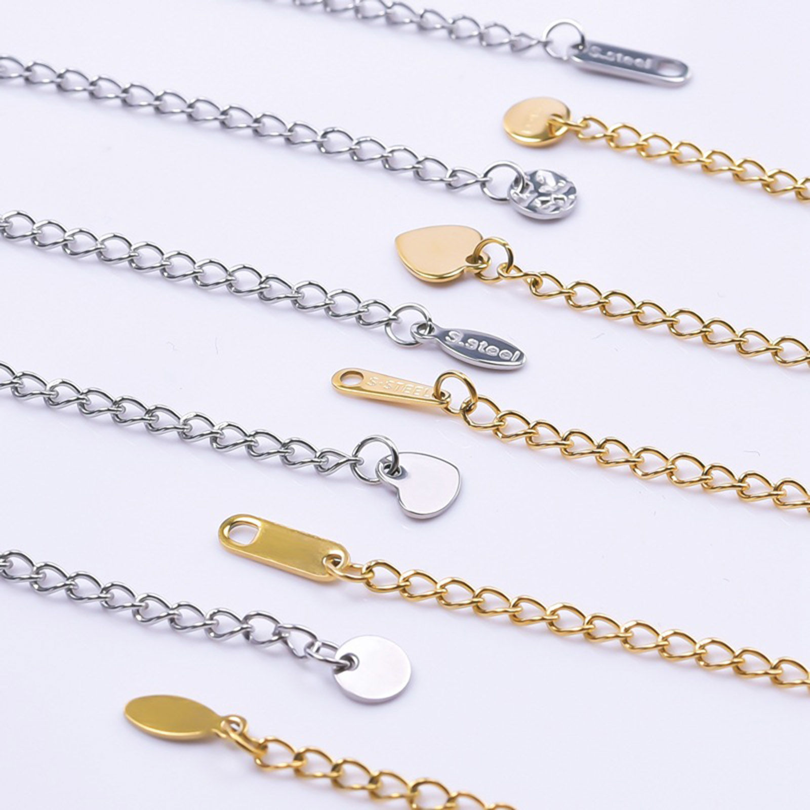 Image de 5 Pièces Chaînes d'Extension pour Collier Bracelet en 304 Acier Inoxydable avec Fermoir Mousqueton