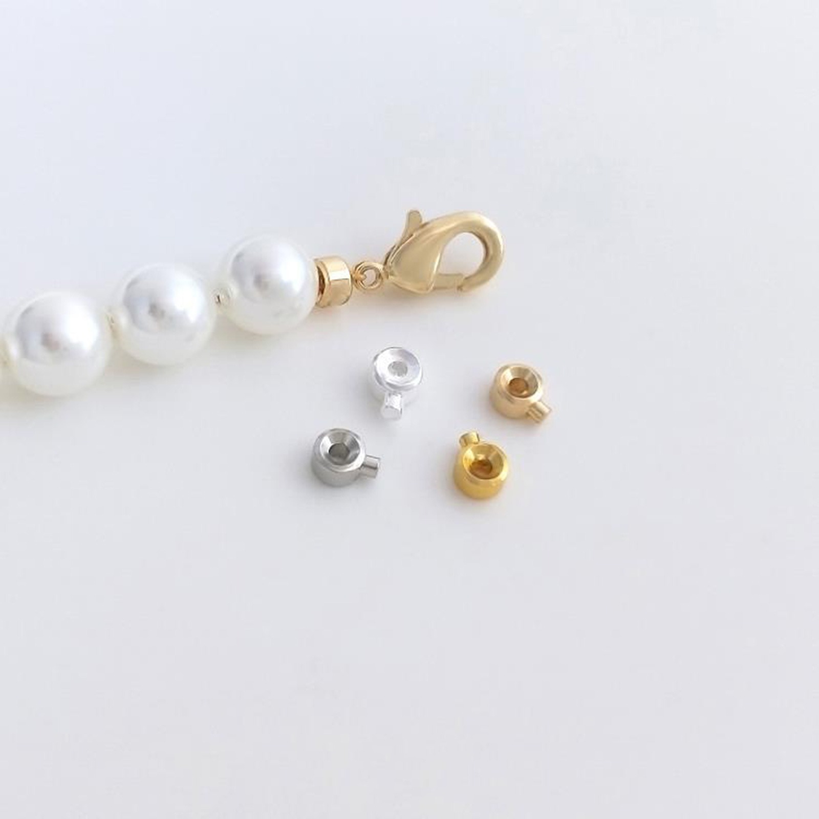 Bild von 5 Stück Umweltfreundlich Messing Quetschperlen-Stopper für Armbänder, Halskettenenden, Schmuckherstellungszubehör Barrel Bunt 3mm x 2mm
