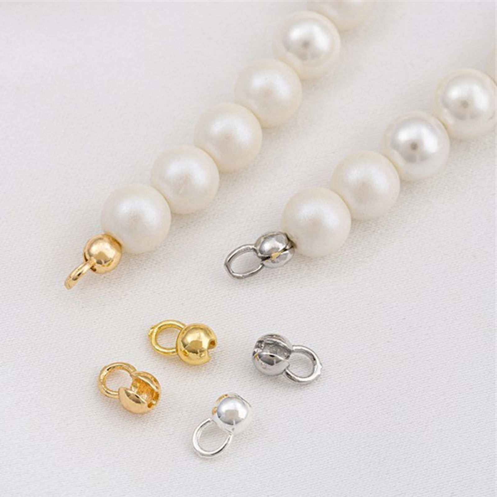 Picture of Eco-friendly Brass Bead Tips (Knot Cover) Calotte Crimp End Cap DIY Jewelry Making Supplies Ball Multicolor 6mm x 3.5mm