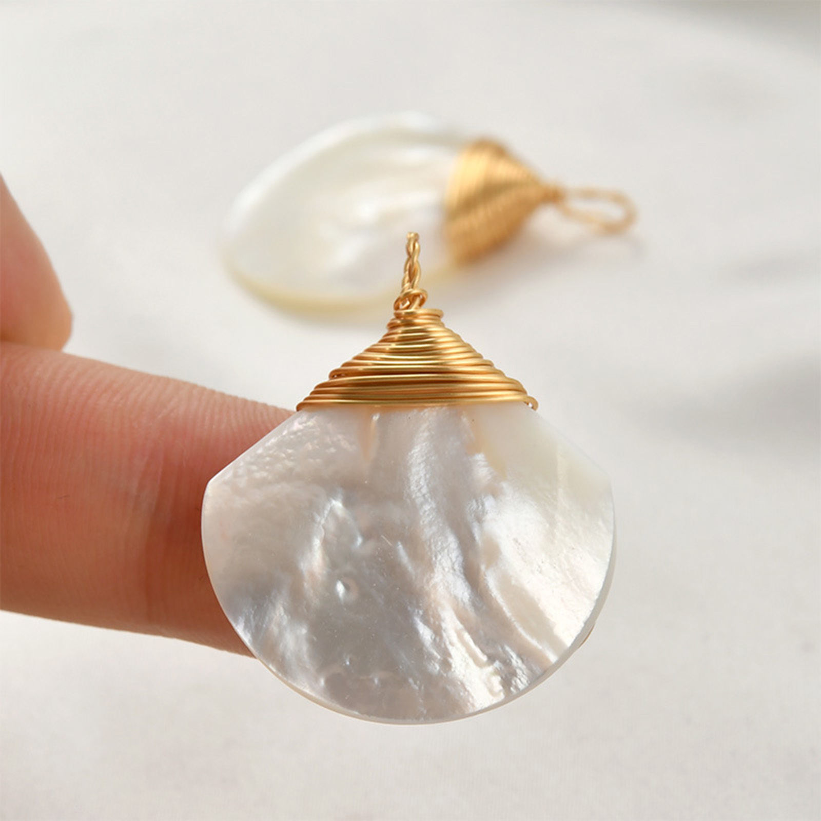 Immagine di 1 Pz Ottone Metallico Filo Avvolto Ciondoli Pendenti Placcato Oro 18K Bianco
