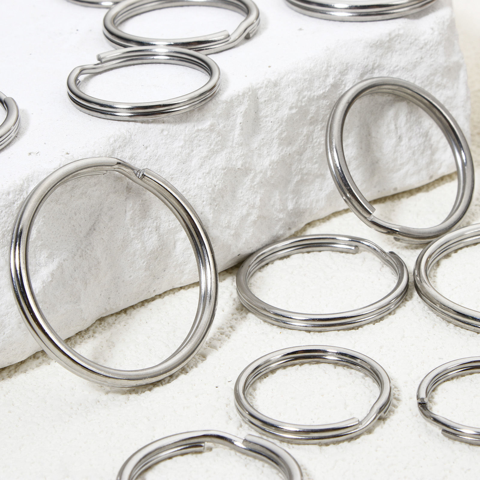 Picture of 304 Stainless Steel Keychain & Keyring Round Silver Tone