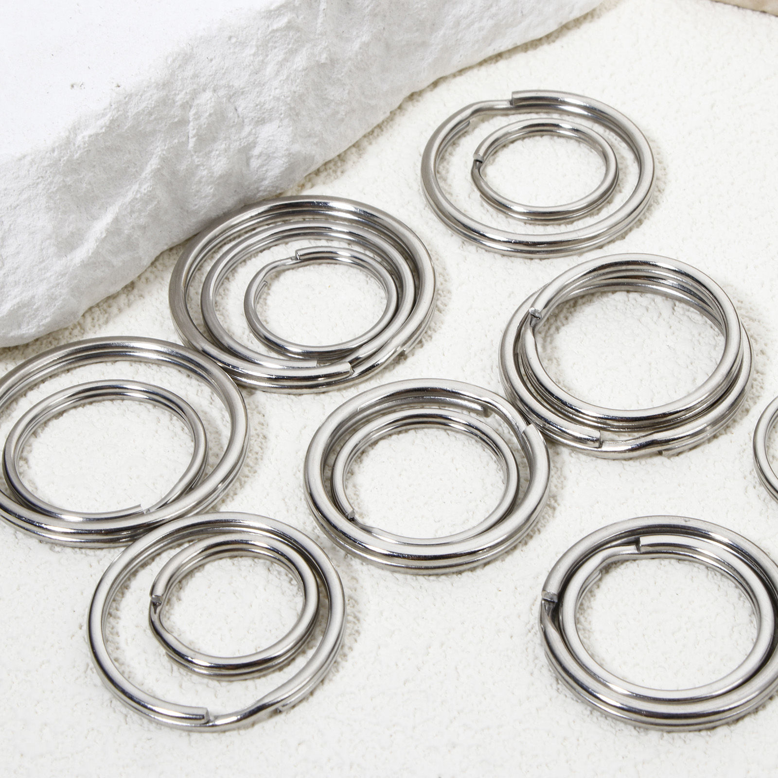Picture of 304 Stainless Steel Keychain & Keyring Round Silver Tone