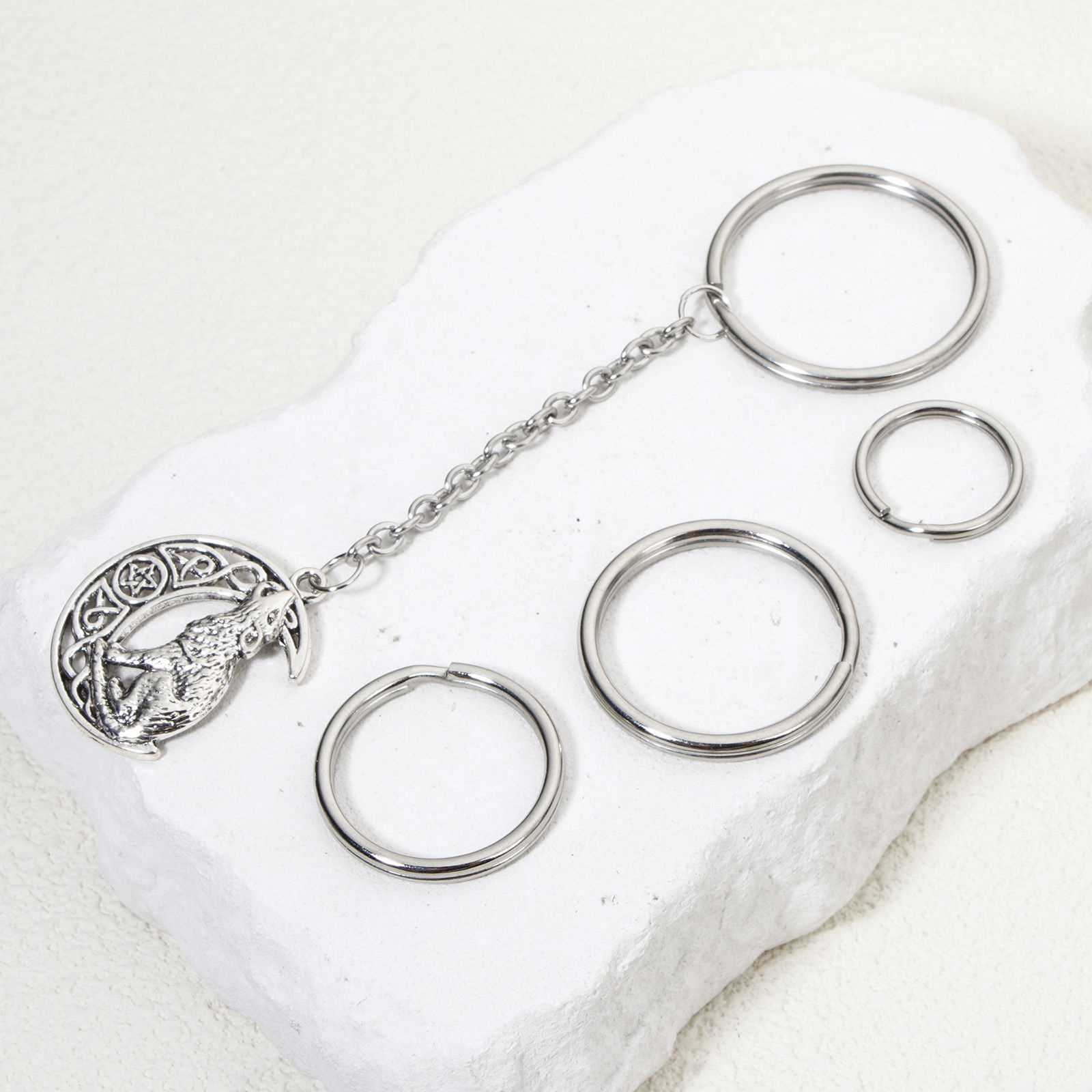 Picture of 304 Stainless Steel Keychain & Keyring Round Silver Tone