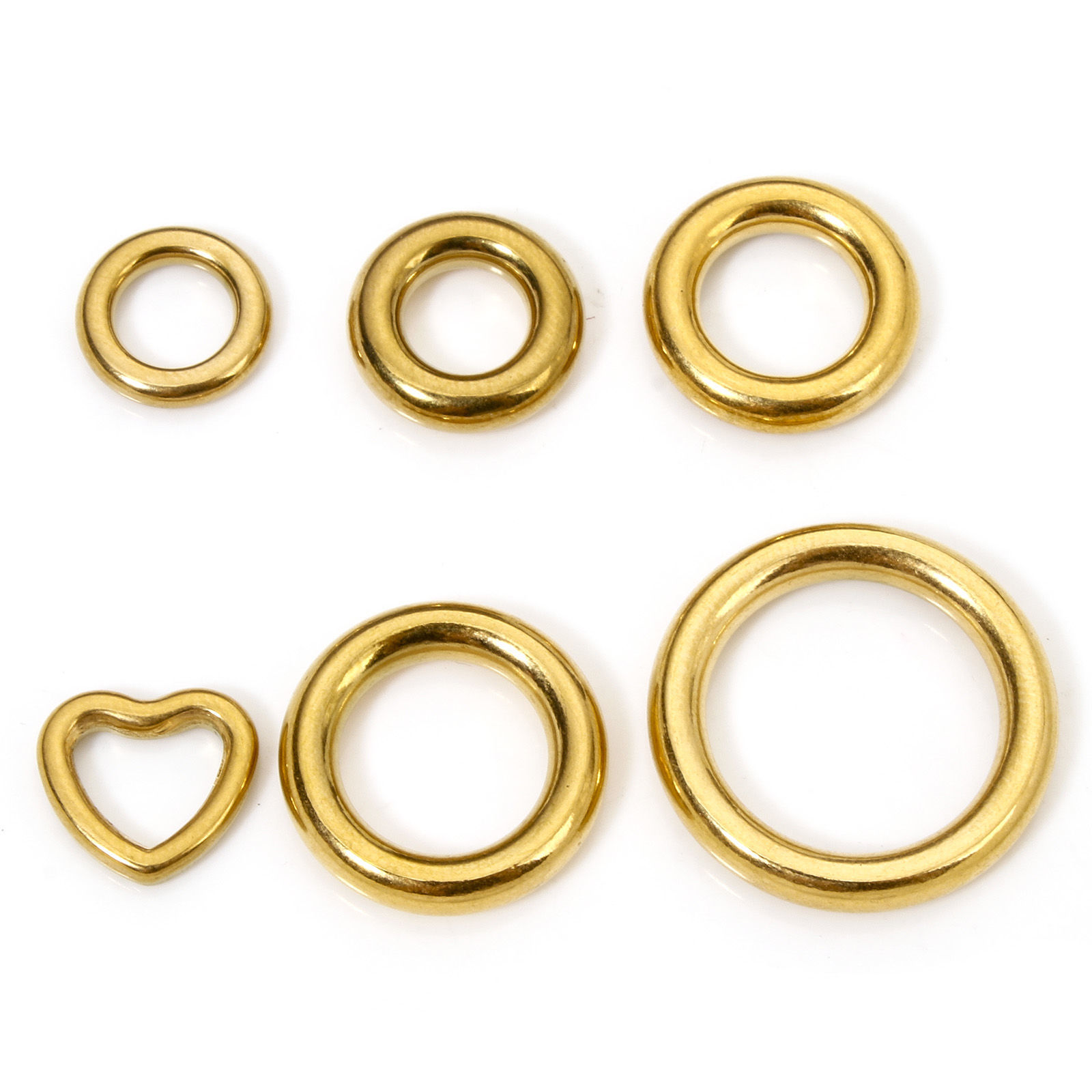 Imagen de 5 Unidades Enchapado al Vacío 304 Acero Inoxidable Cerrado Soldar Argollas Anillo Chapado en Oro de 18K