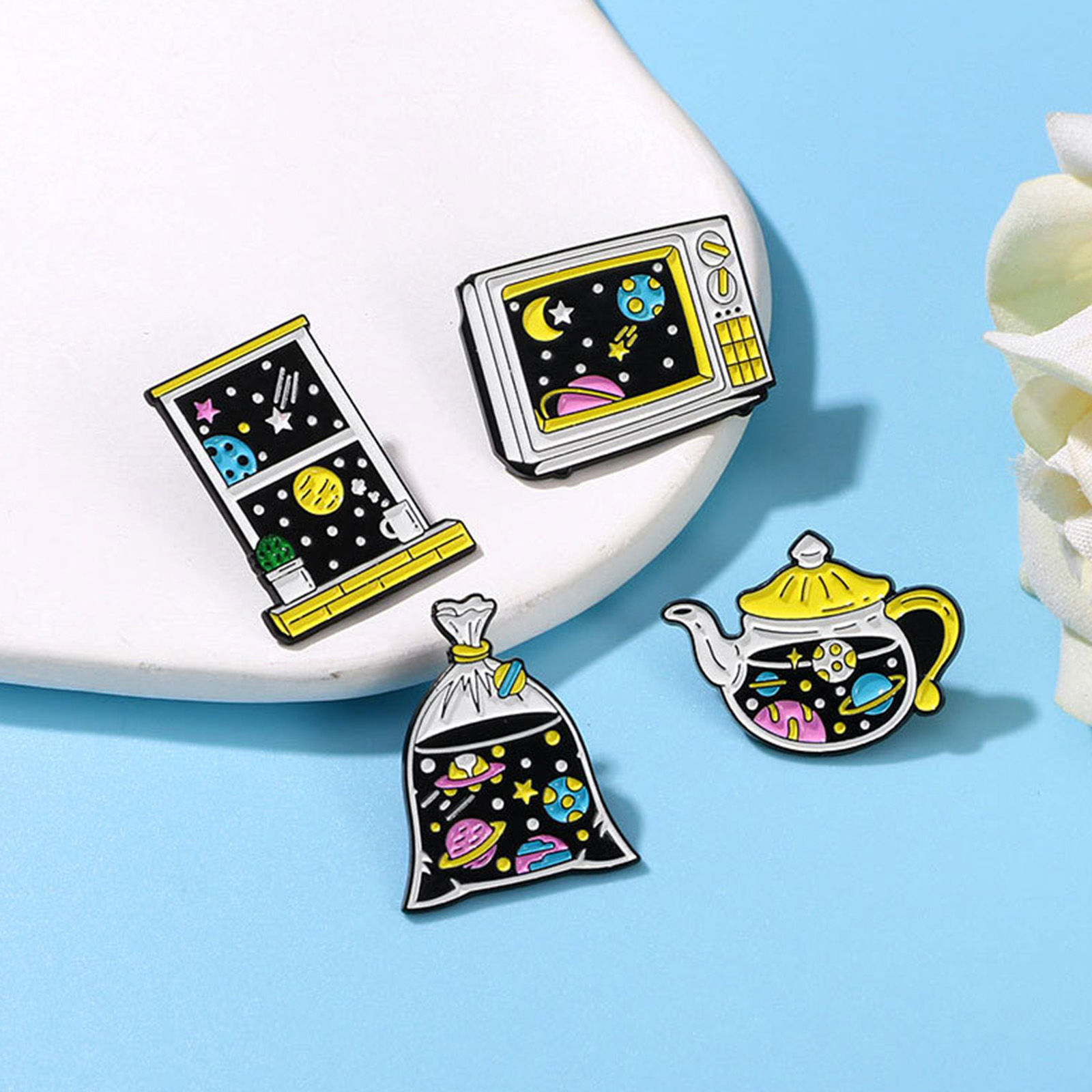 Imagen de 1 Unidad Galaxia Pin Broches Ventalla Universo Galaxia Multicolor Esmalte
