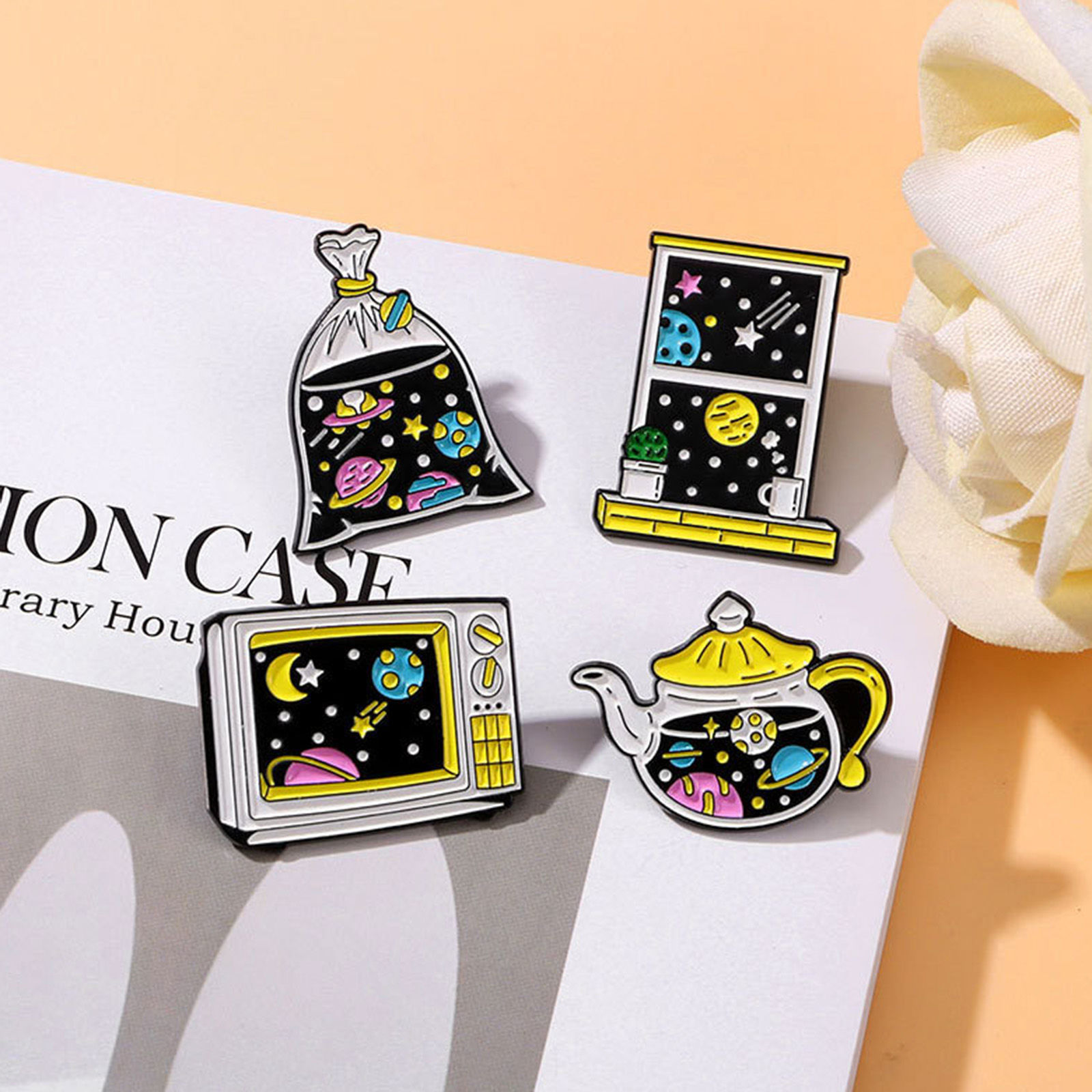 Imagen de 1 Unidad Galaxia Pin Broches Ventalla Universo Galaxia Multicolor Esmalte
