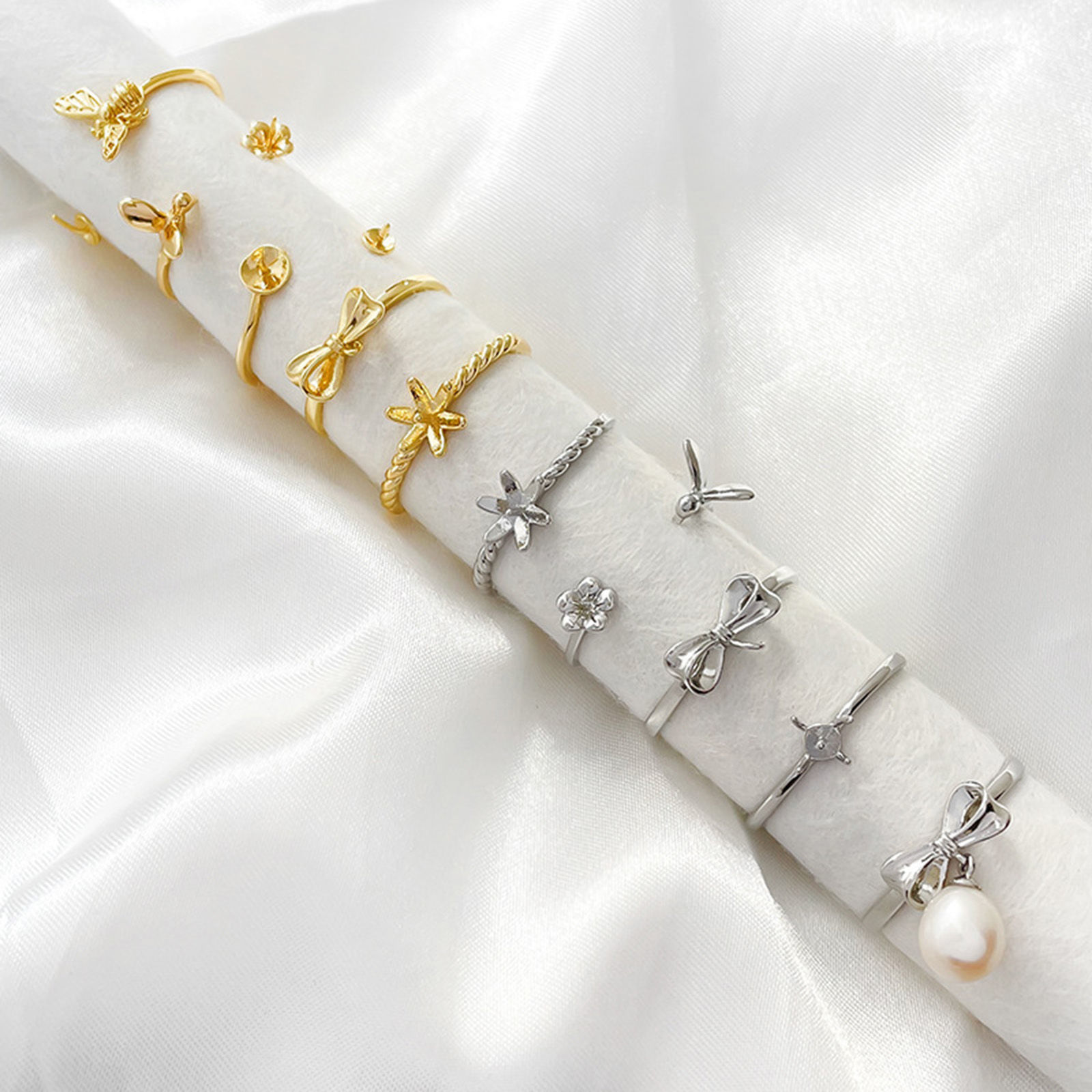 Picture of Eco-friendly Brass Ins Style Open Semi Mount Ring For DIY Pearl Setting Bee Animal Round Multicolor