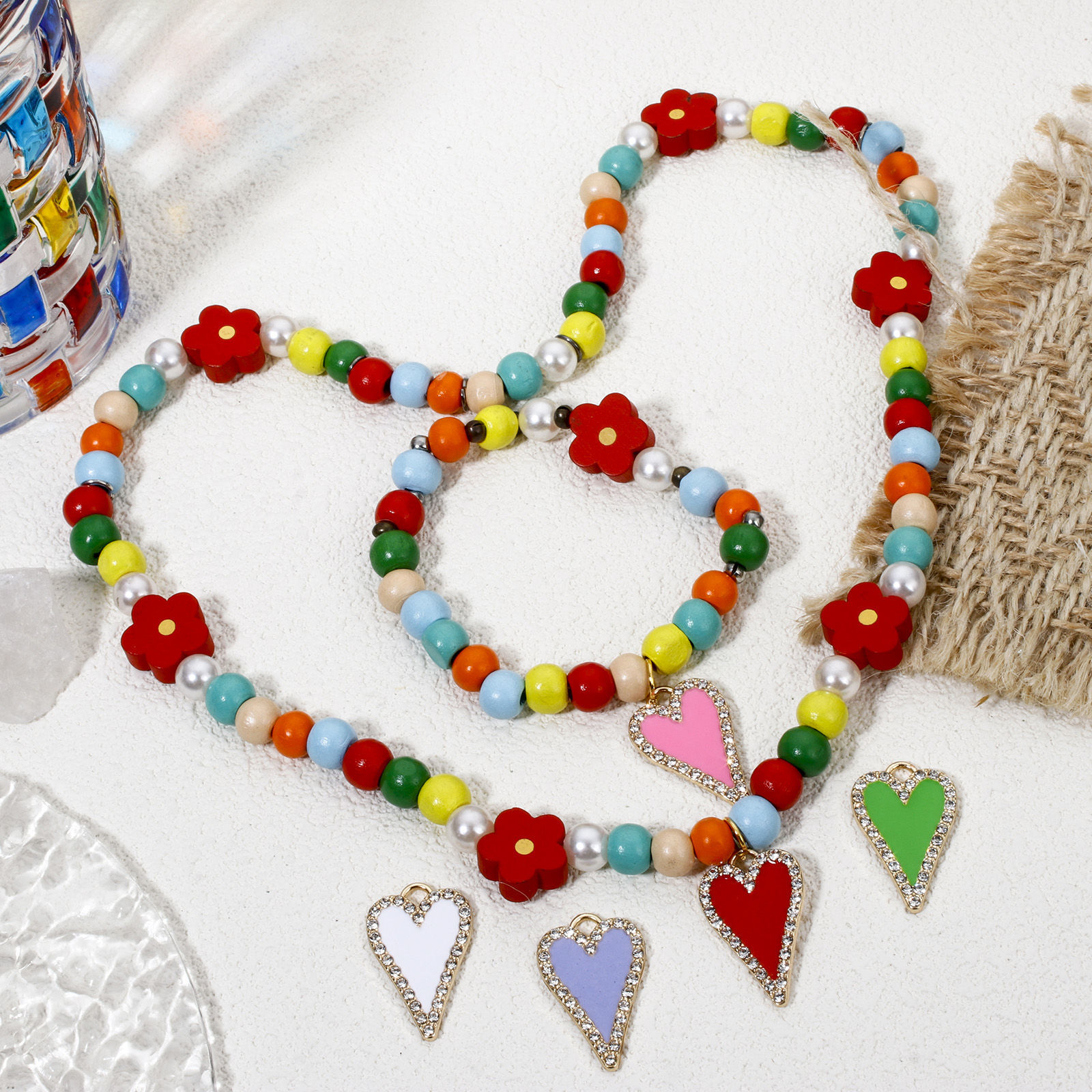 Picture of Zinc Based Alloy Valentine's Day Charms Gold Plated Multicolor Heart Enamel Micro Pave Clear Rhinestone 26.5mm x 17mm