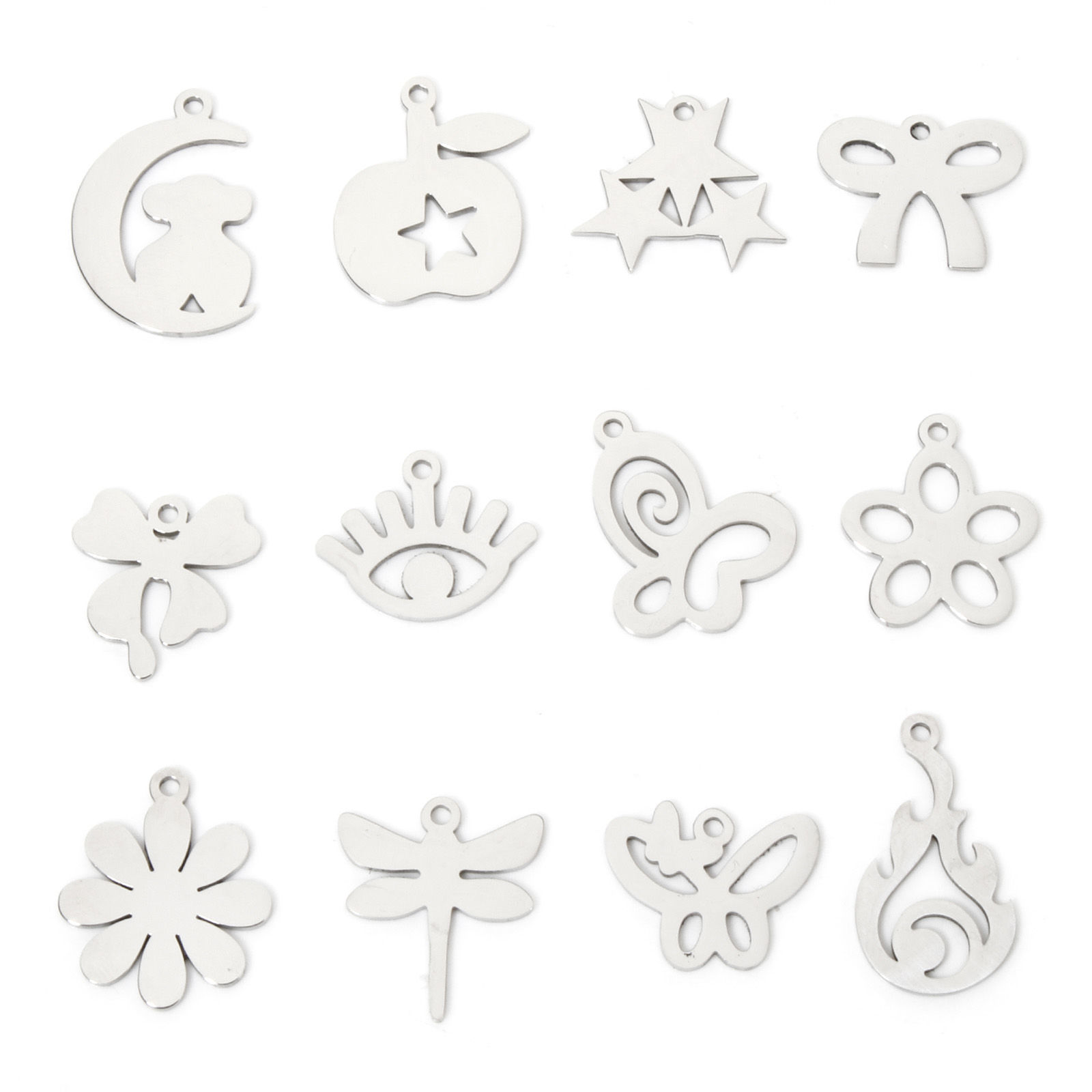 Picture of Eco-friendly 201 Stainless Steel Simple Charms Silver Tone Daisy Flower Smooth Blank
