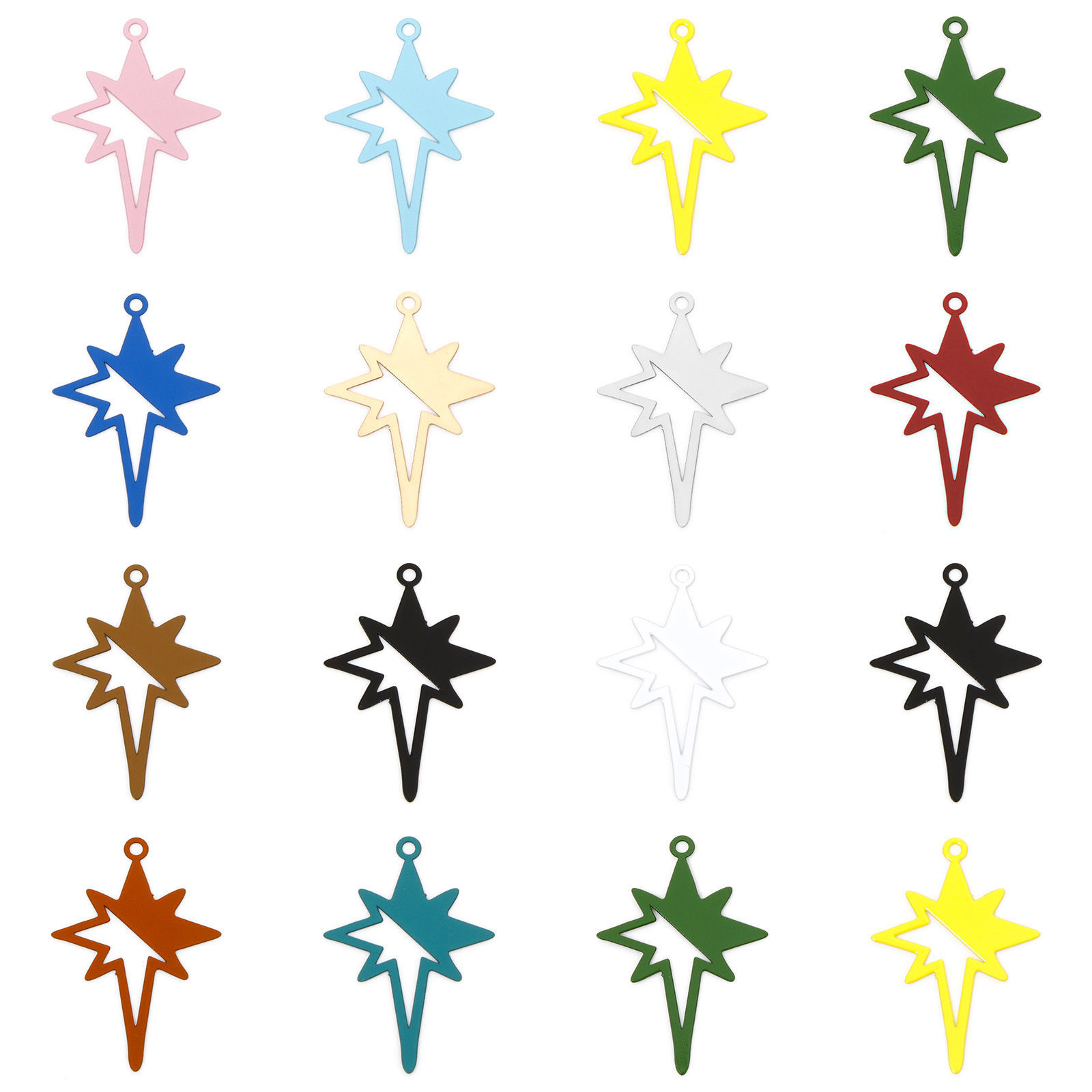 Imagen de 20 Unidades Hierro Filigrana Estampación Colgantes Multicolor Estrella Hueco 29mm x 21mm