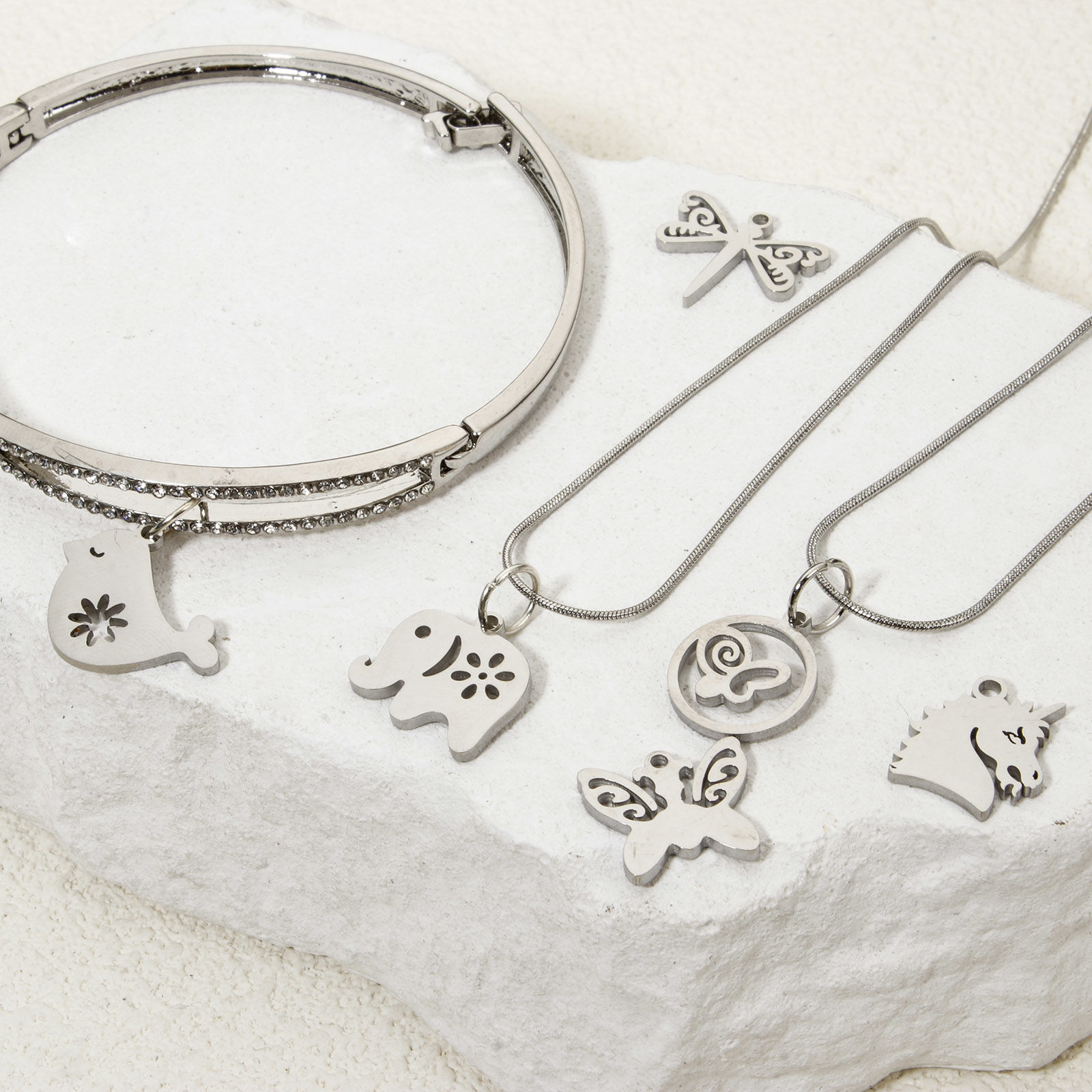 Picture of 304 Stainless Steel Cut Out Charms Silver Tone Double-sided Polishing