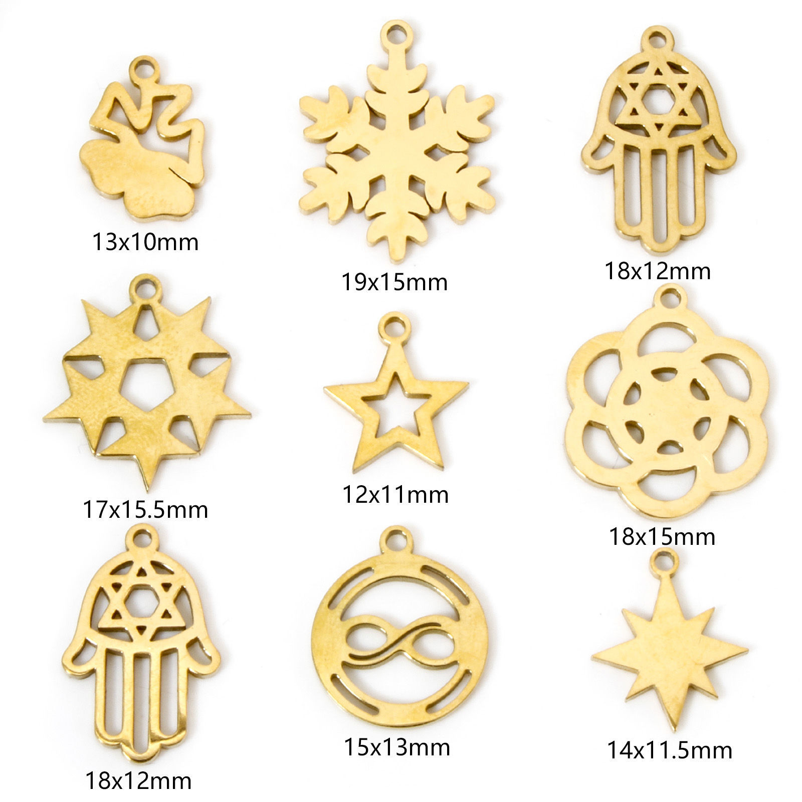 Picture of Vacuum Plating 304 Stainless Steel Cut Out Charms 18K Gold Plated Double-sided Polishing