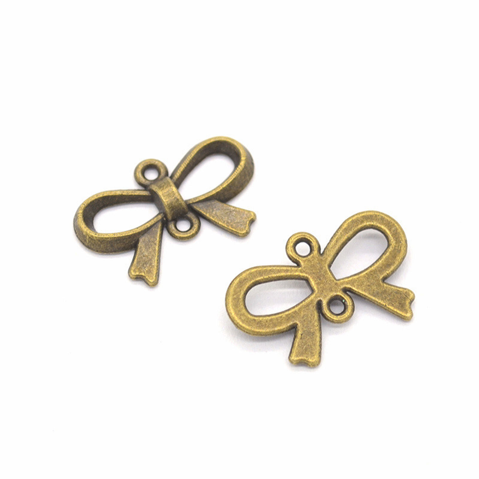 Bild von 50 Stück Zinklegierung Kleidung Steckverbinder Charms Anhänger Bunt Schleife Hohl, 22mm x 15mm