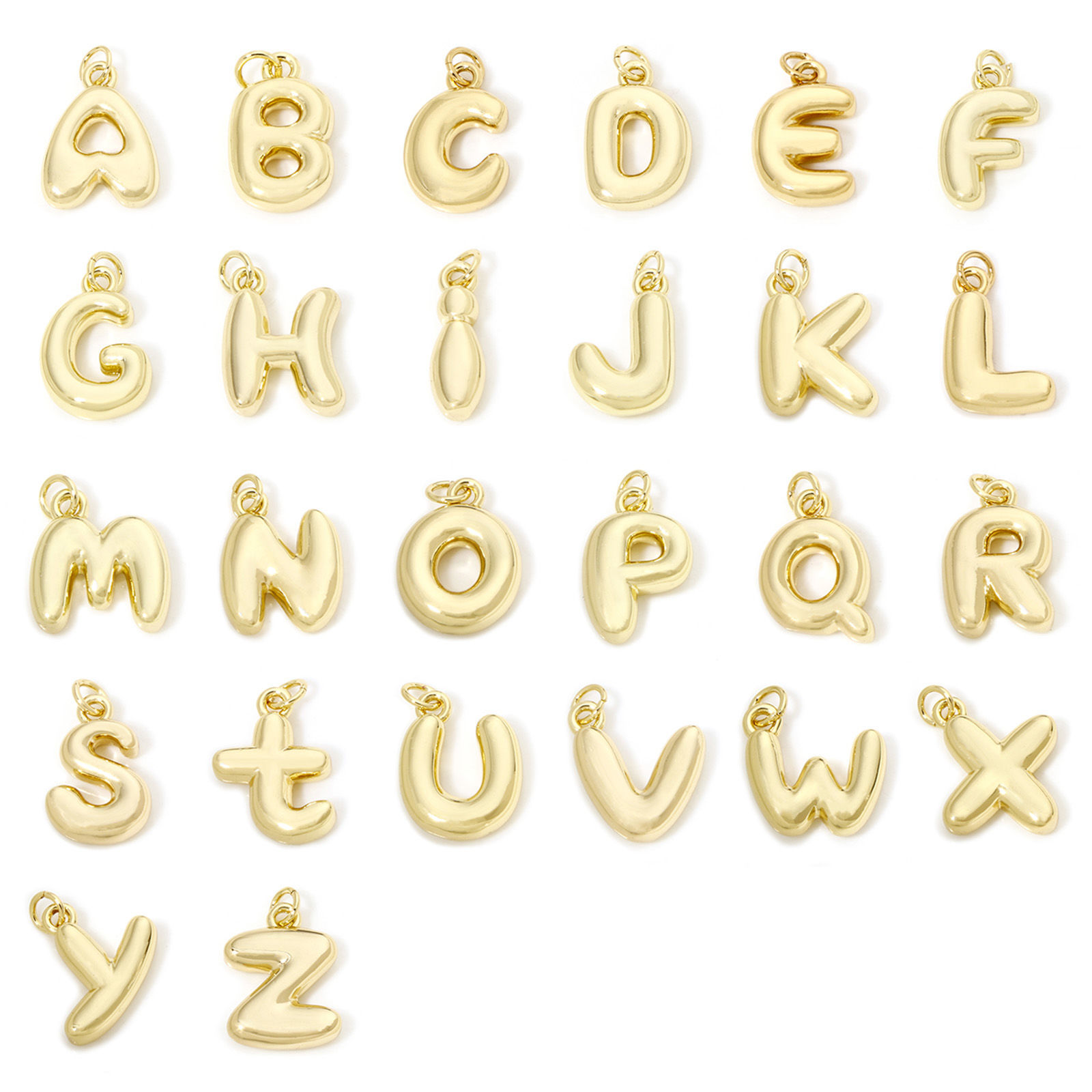 Bild von 1 Stück Umweltfreundlich Messing Charms 18K Echtgold plattiert Buchstabe 3D
