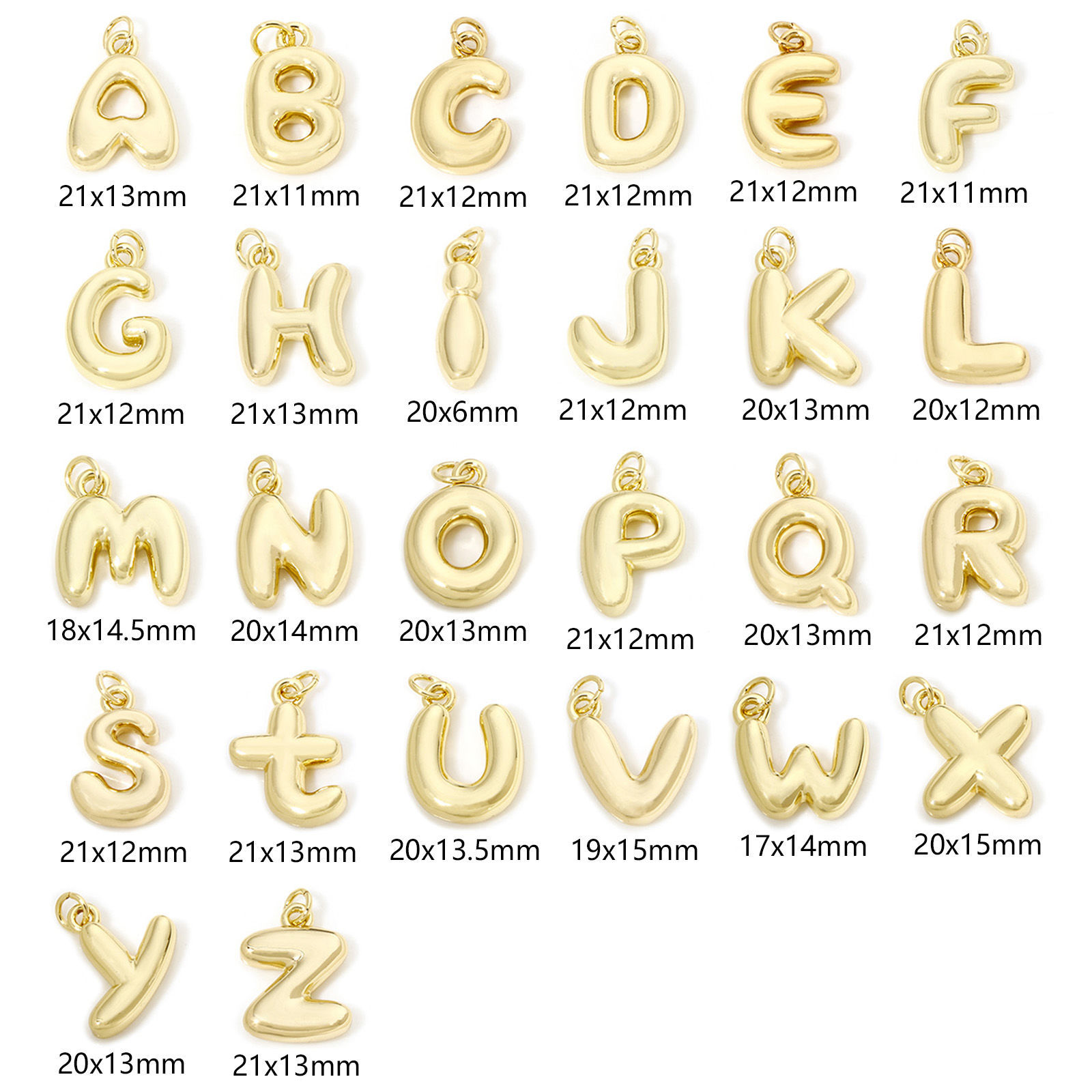 Bild von 1 Stück Umweltfreundlich Messing Charms 18K Echtgold plattiert Buchstabe 3D