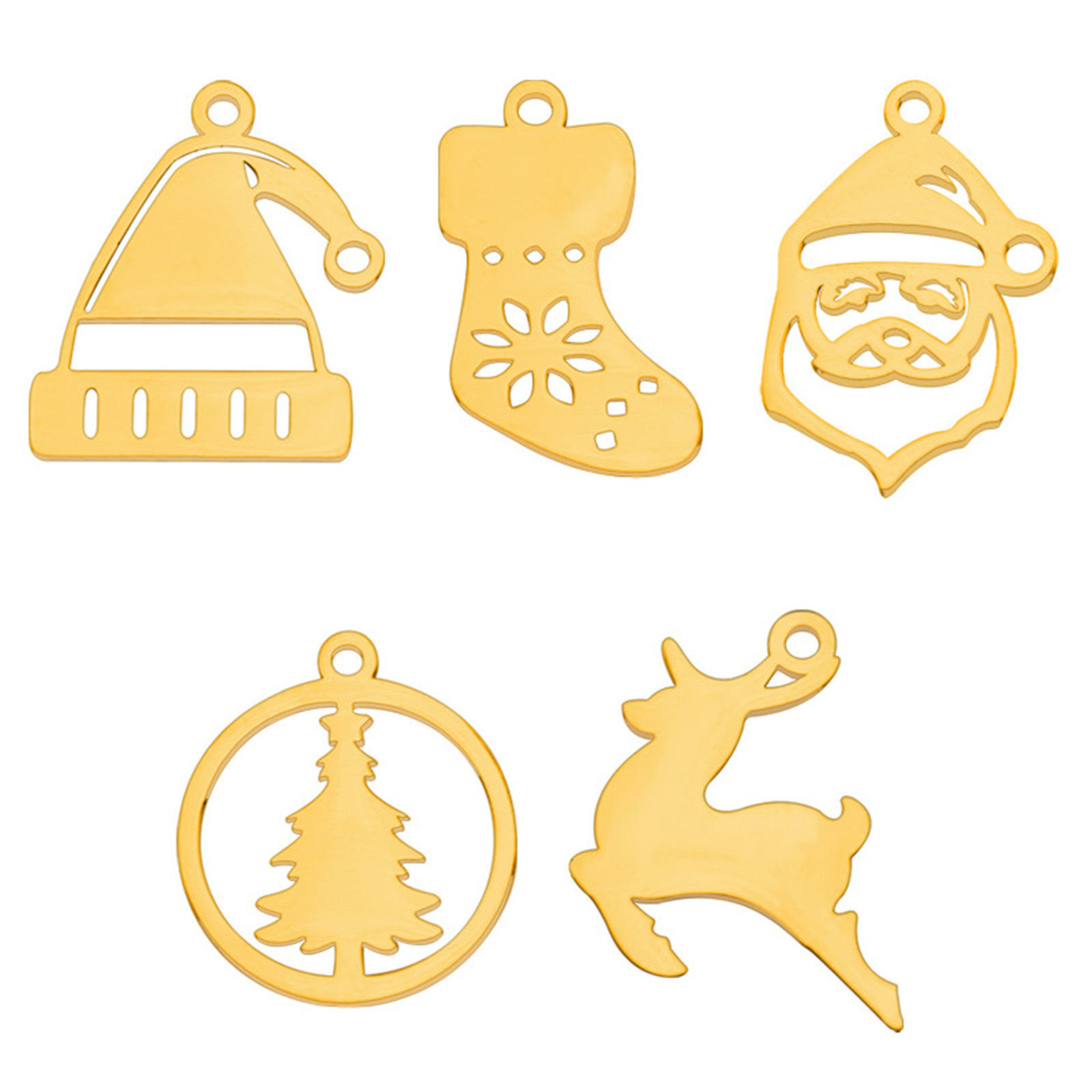 Picture of Vacuum Plating 201 Stainless Steel Simple Charms Multicolor Circle Ring Christmas Tree Hollow