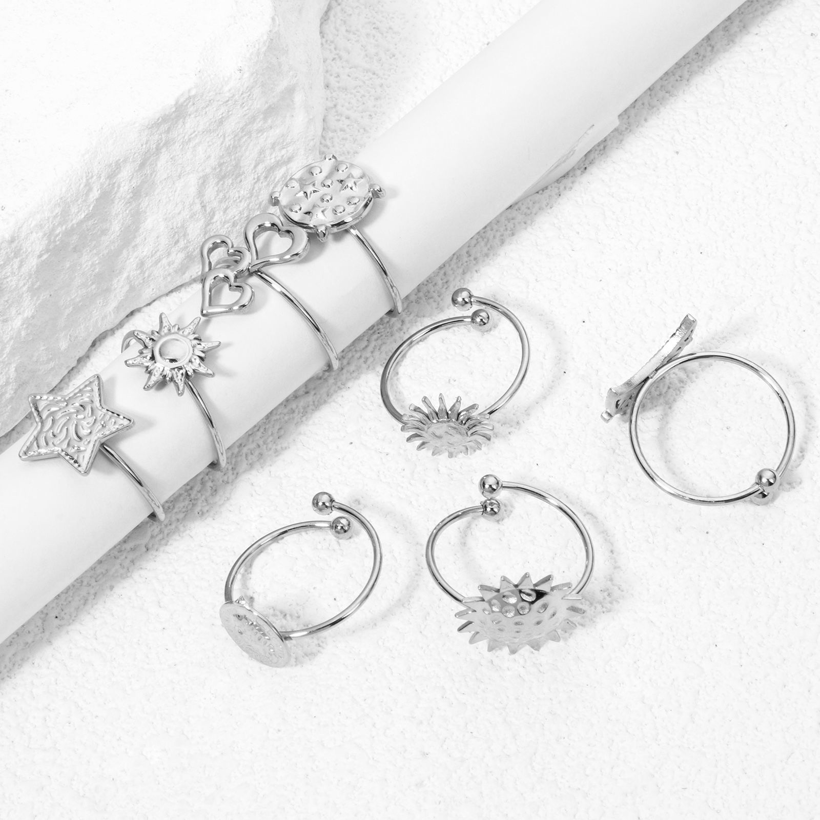 Picture of 304 Stainless Steel Open Adjustable Rings Silver Tone 17.7mm(US Size 7.5)