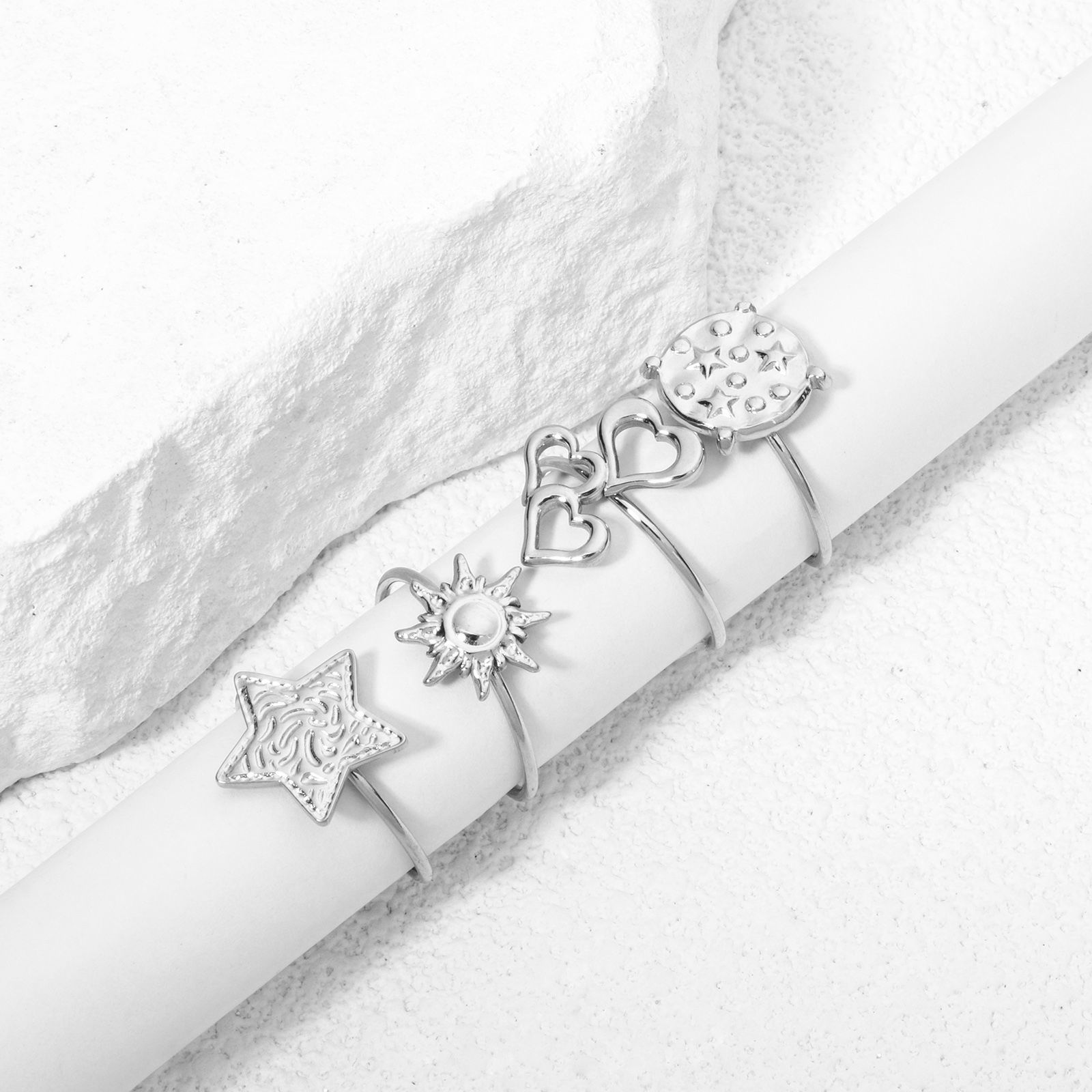 Picture of 304 Stainless Steel Open Adjustable Rings Silver Tone 17.7mm(US Size 7.5)