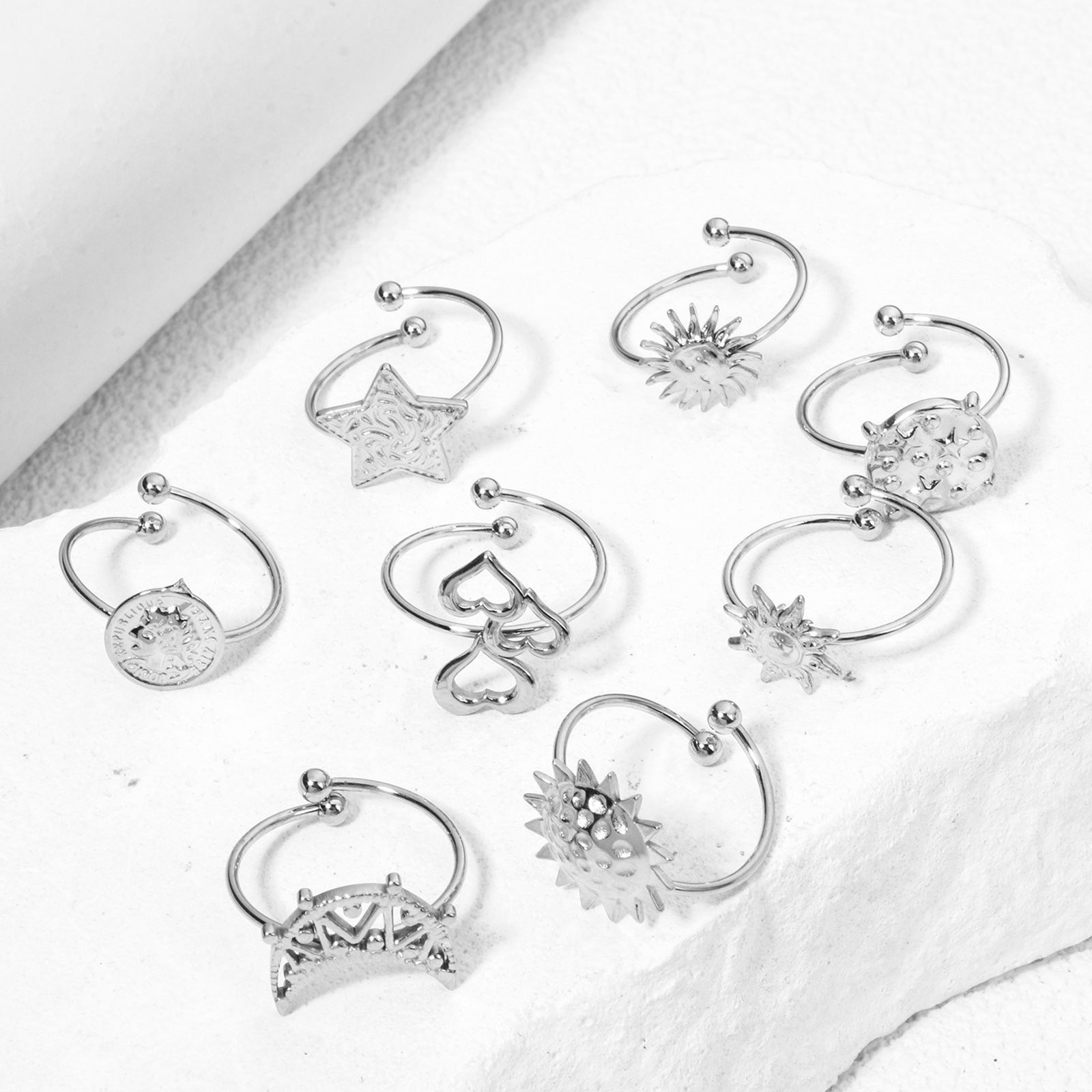 Picture of 304 Stainless Steel Open Adjustable Rings Silver Tone 17.7mm(US Size 7.5)