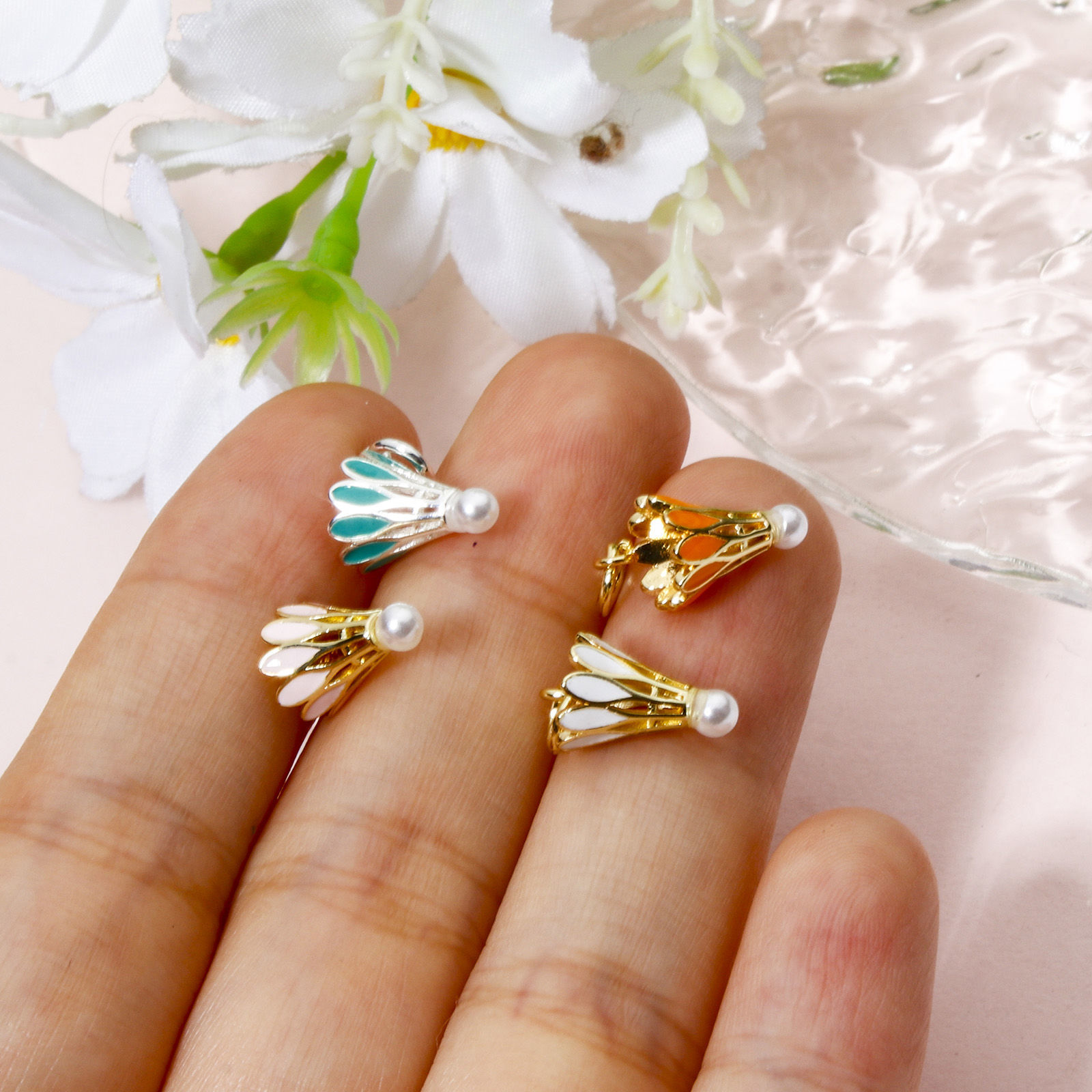 Picture of Brass Sport Charms 18K Gold Plated Multicolor Badminton Enamel 3D 16mm x 9mm