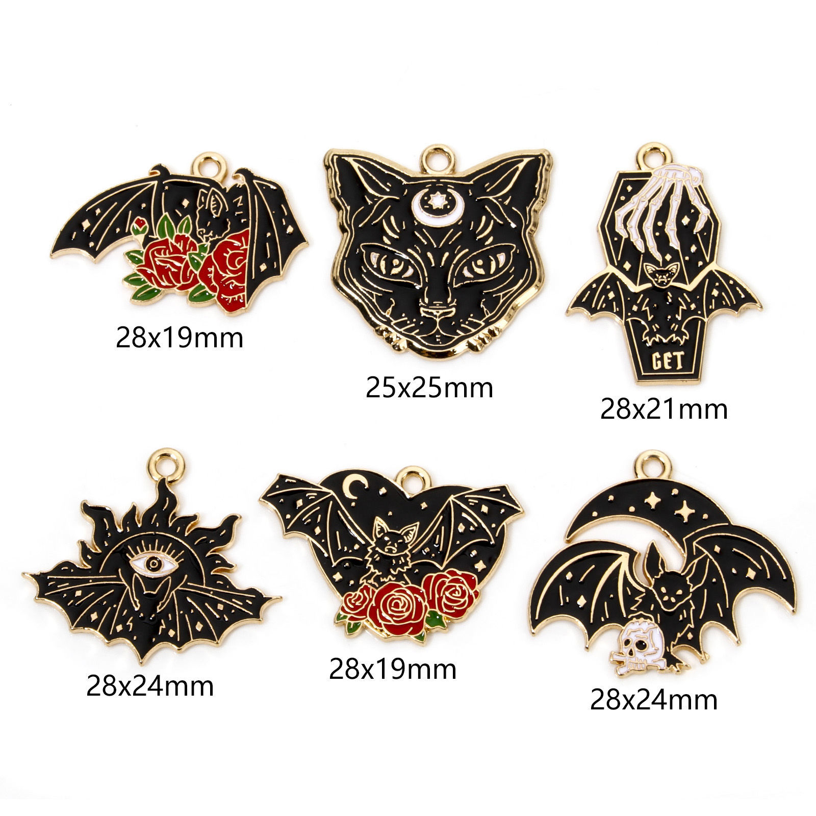 Image de 10 Pcs Breloques Halloween en Alliage de Zinc Doré Multicolore