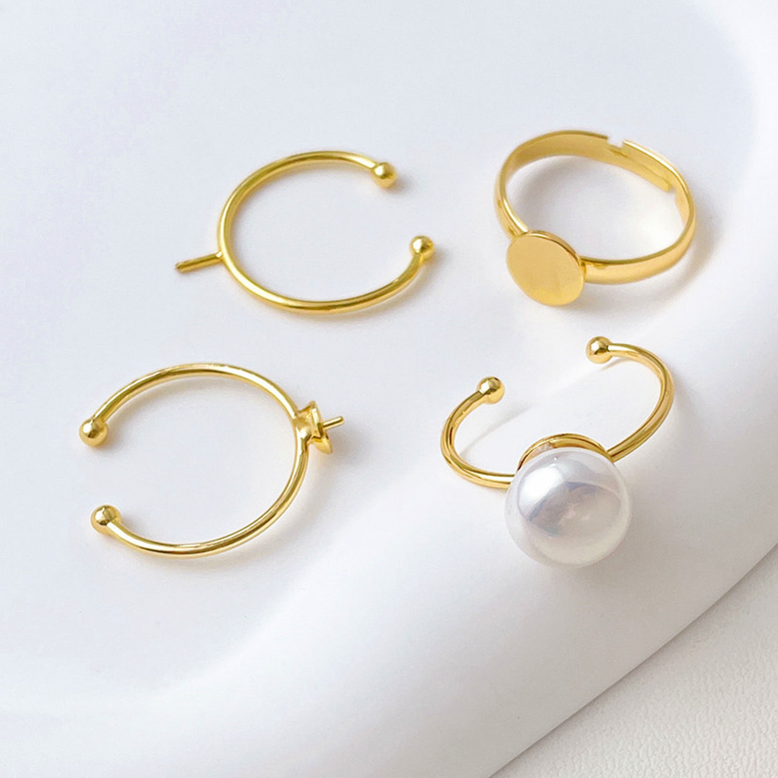 Picture of Hypoallergenic Brass Simple Open Semi Mount Ring For DIY Pearl Setting Multicolor