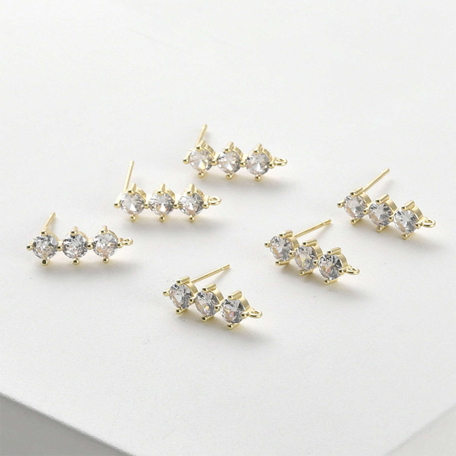 Imagen de 2 Unidades Hipoalergénico Latón Exquisito Pendiente de Poste de Oreja para Accesorios de Fabricación de Joyas de Bricolaje Multicolor Geométrico Con Lazo Transparente Rhinestone