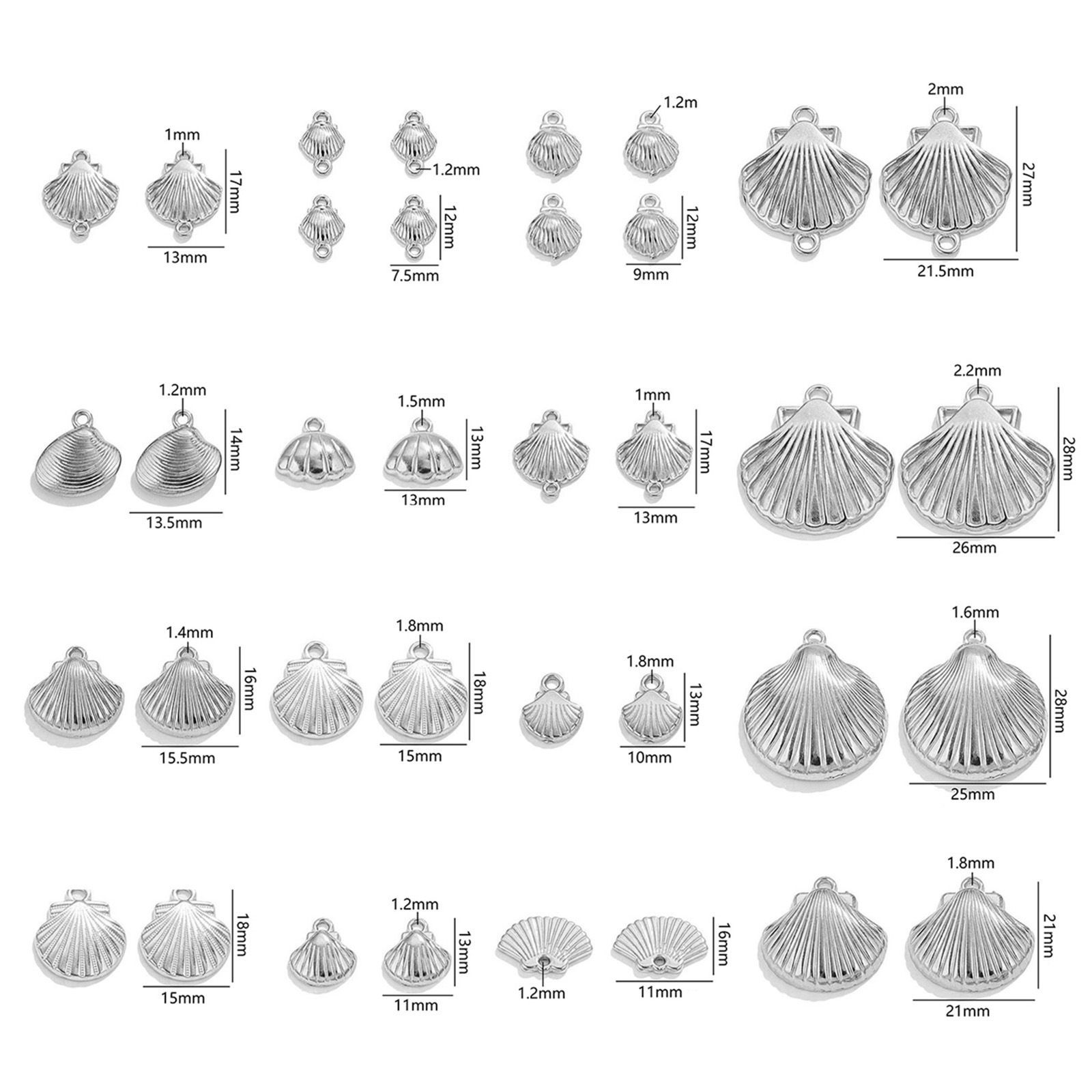 Picture of 304 Stainless Steel Ocean Jewelry Charms Silver Tone Shell